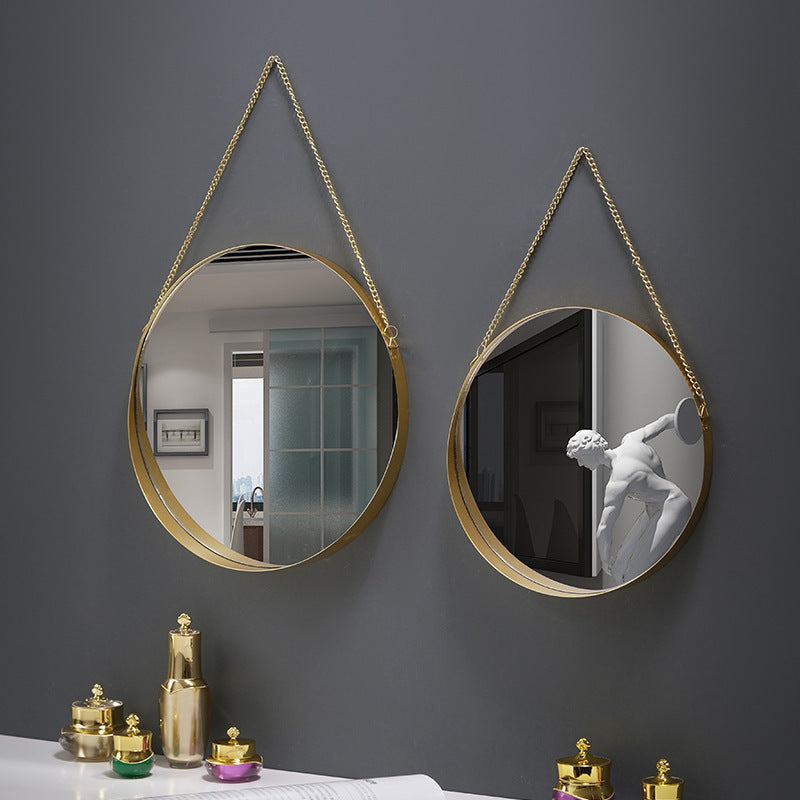Miroir mural rond en fer forgé de style nordique