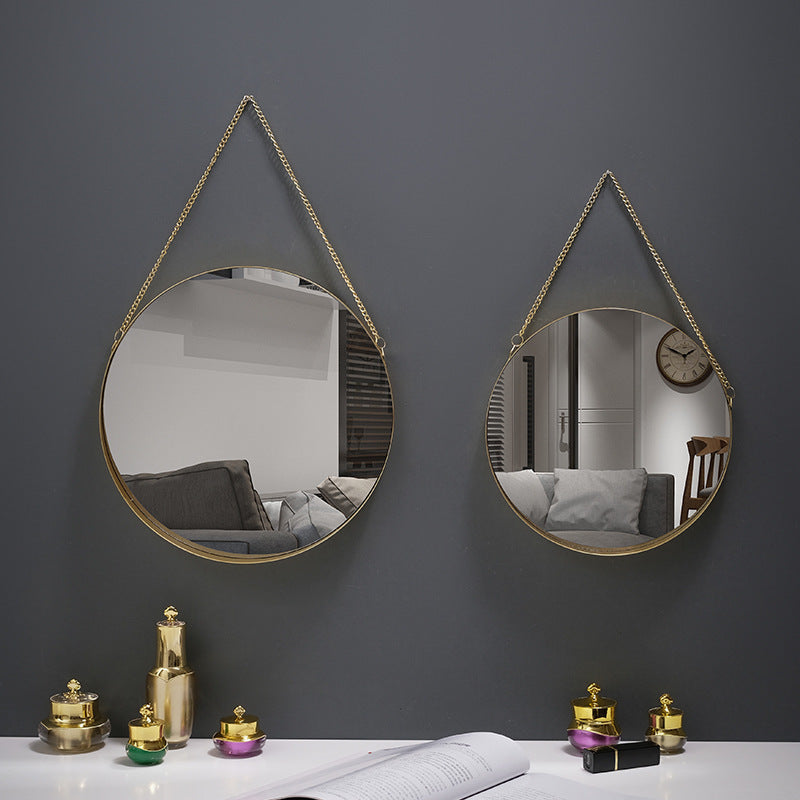 Miroir mural rond en fer forgé de style nordique