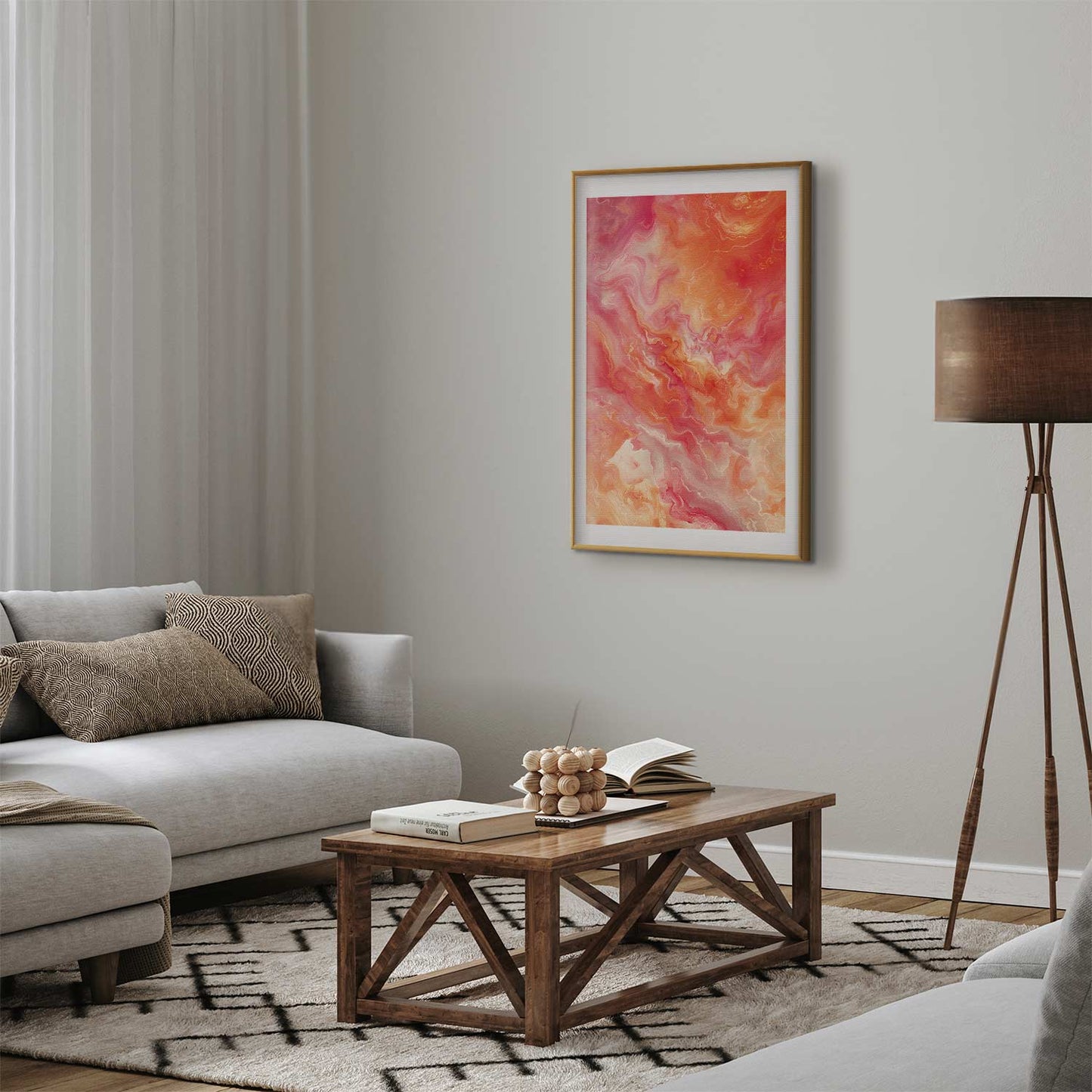 Poster - Fiery Colors - dynamic shapes in fire and pink tones