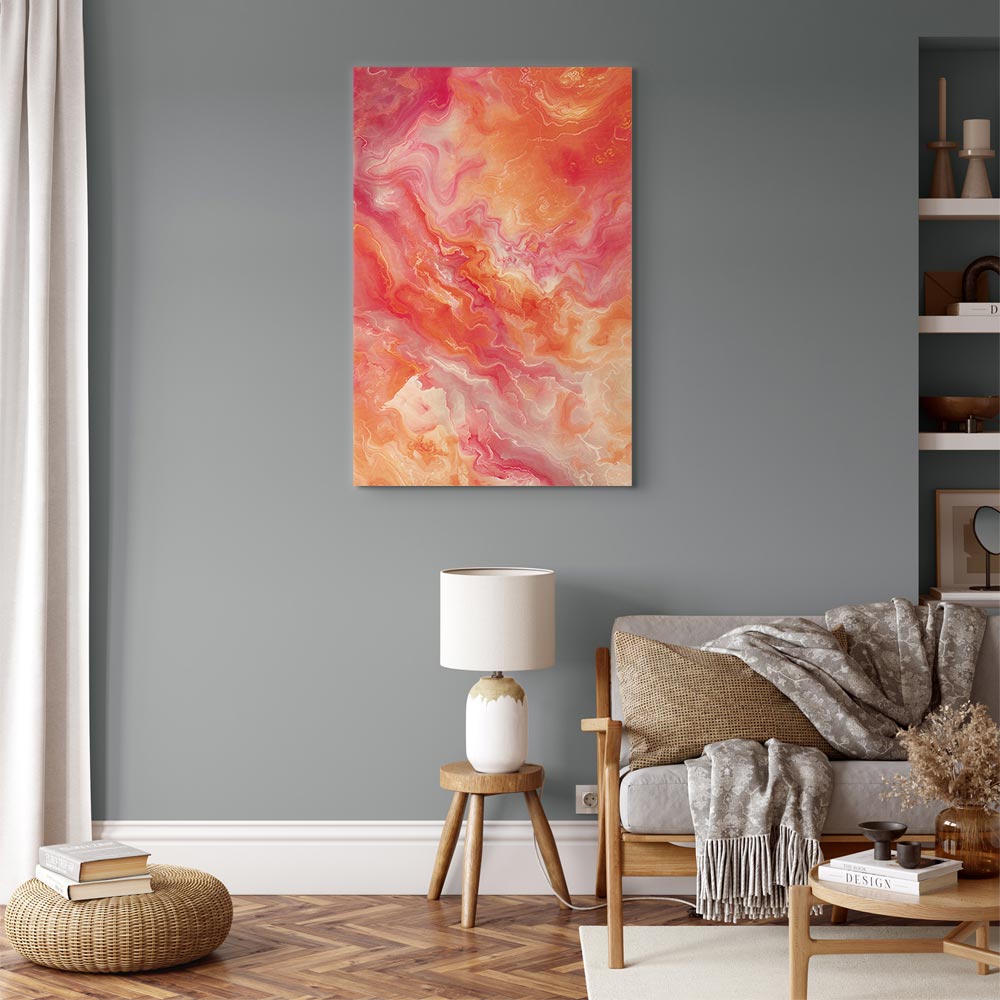 Impresión en lienzo - Colores ardientes - Formas dinámicas en colores fuego y rosa
