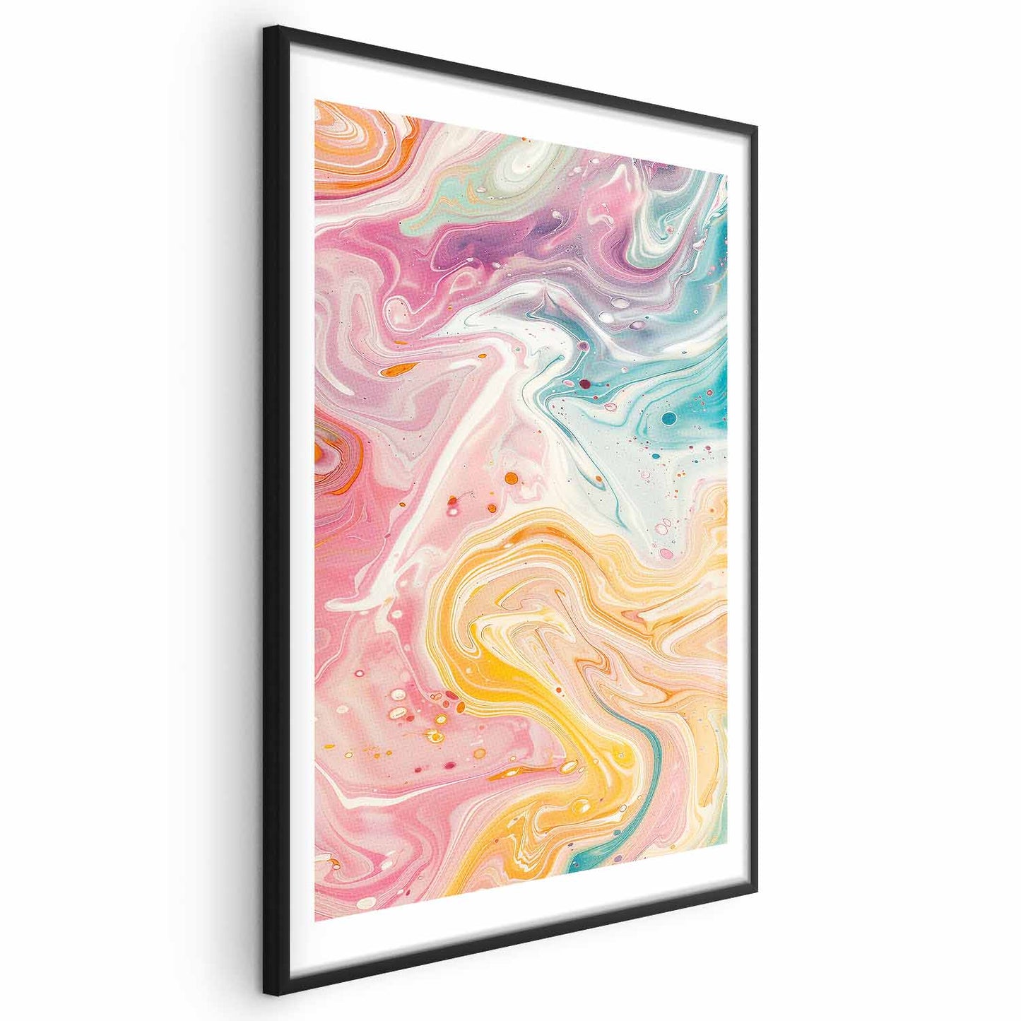 Póster - Caos colorido: formas dinámicas en tonos rosa, amarillo y azul.