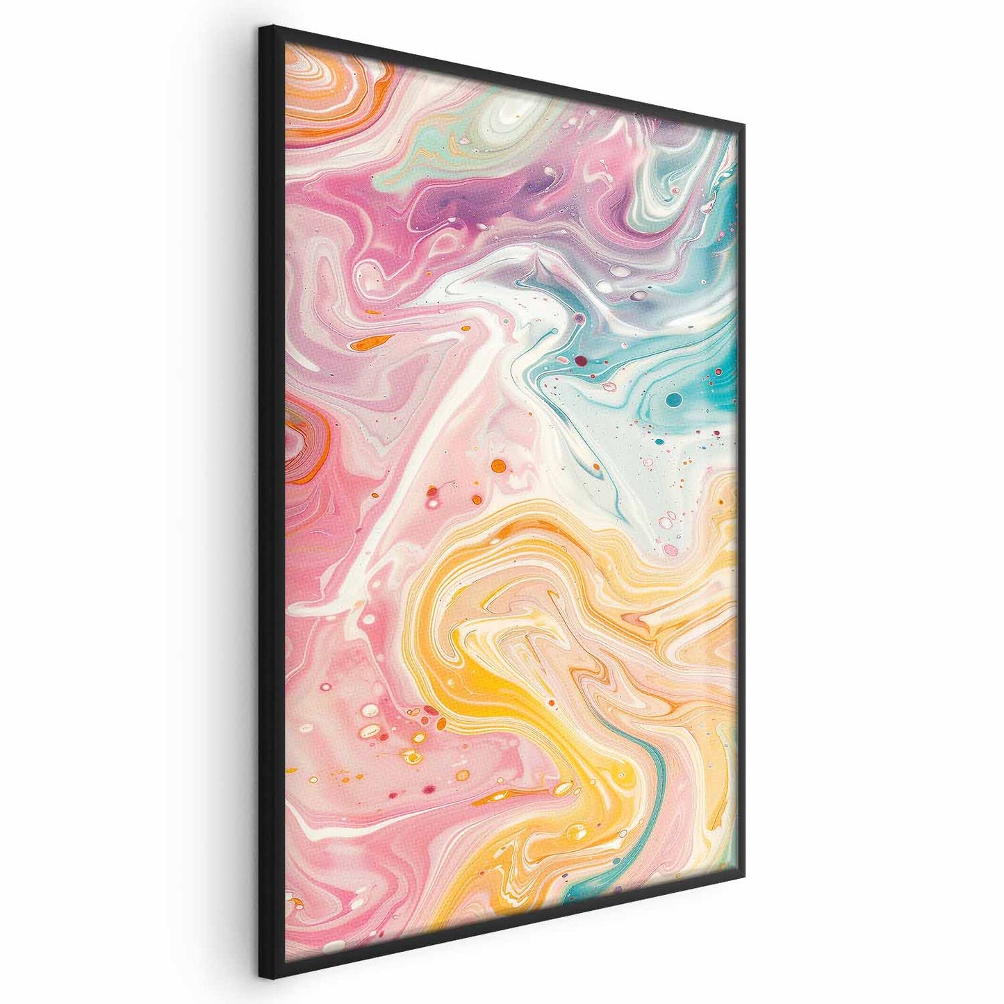 Póster - Caos colorido: formas dinámicas en tonos rosa, amarillo y azul.