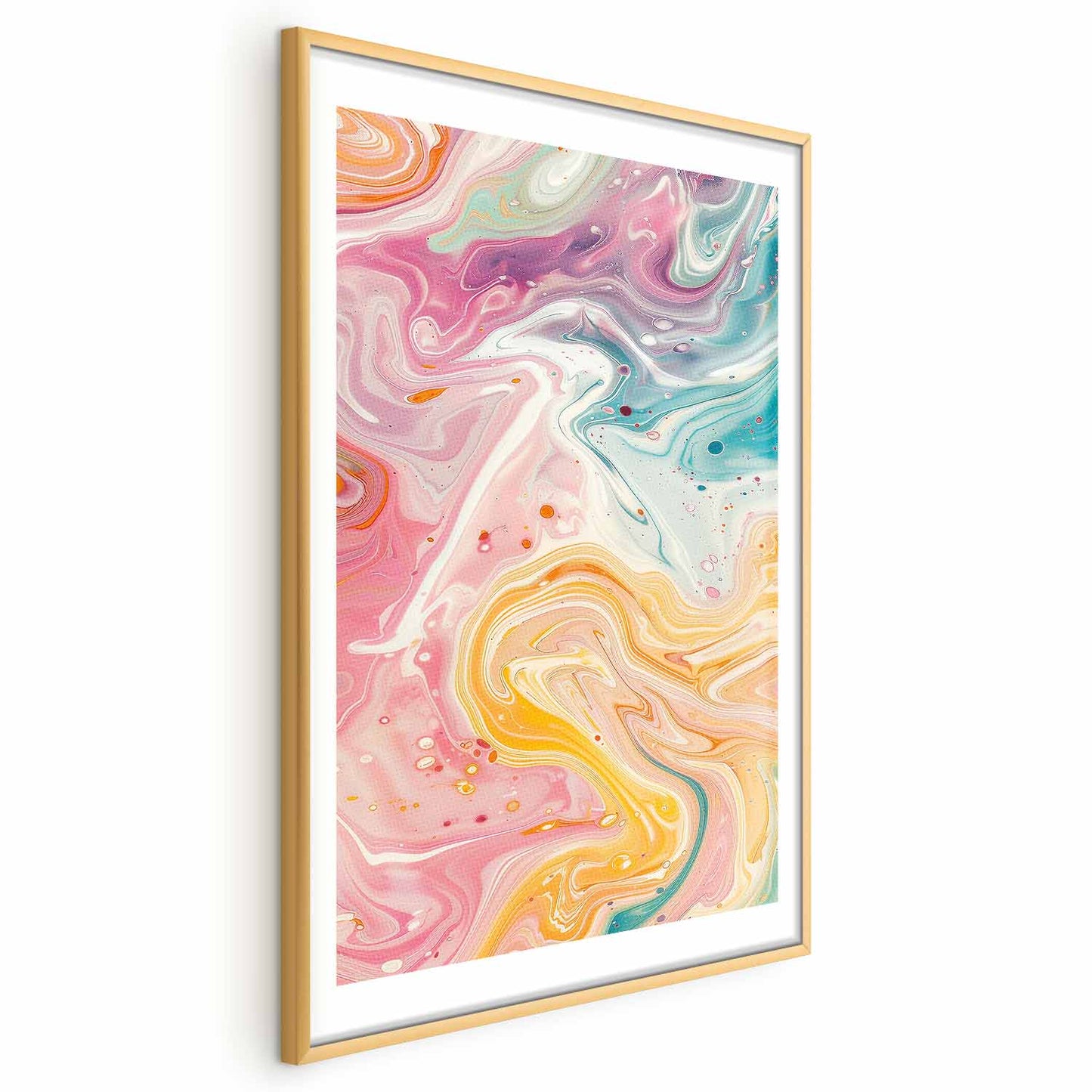 Póster - Caos colorido: formas dinámicas en tonos rosa, amarillo y azul.