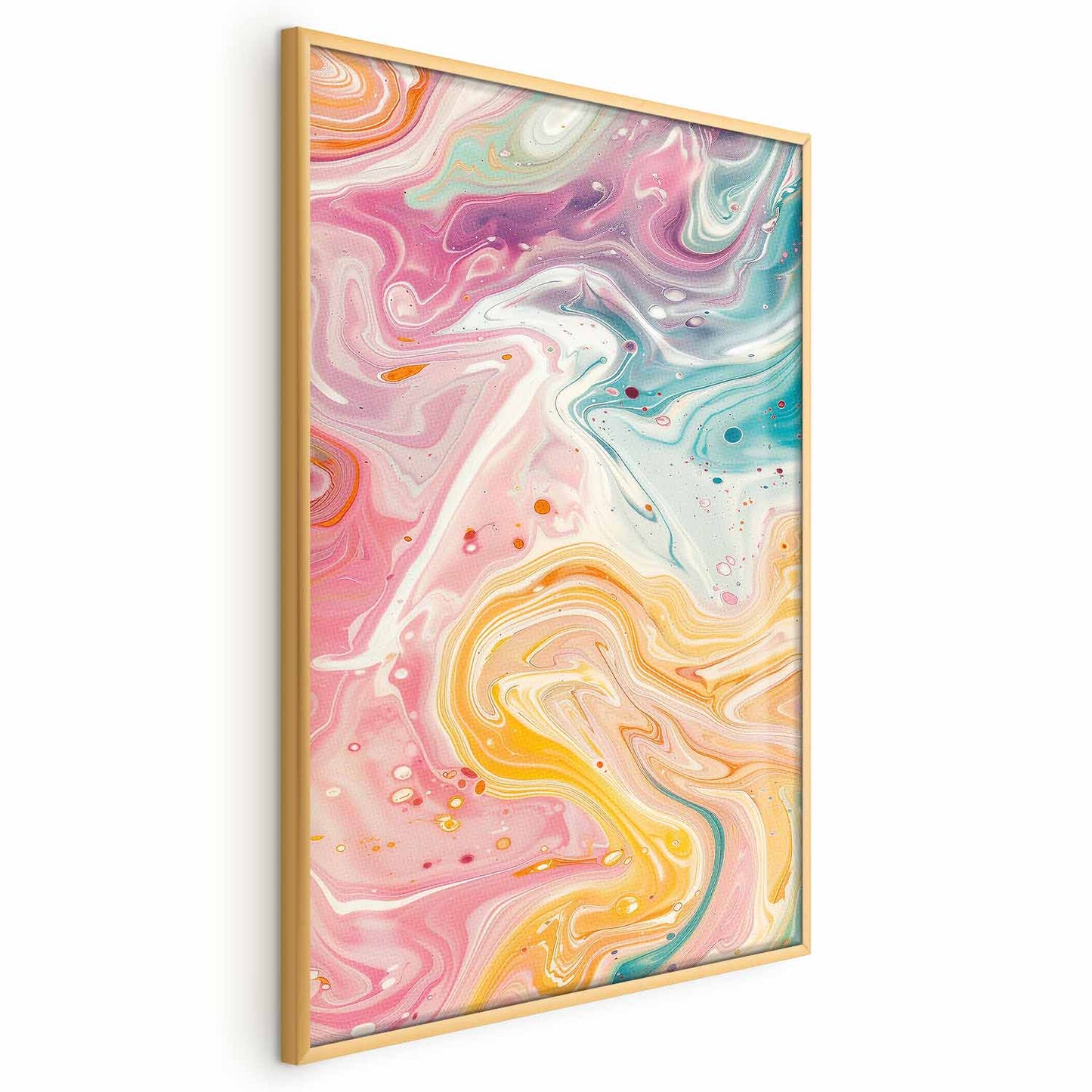 Póster - Caos colorido: formas dinámicas en tonos rosa, amarillo y azul.