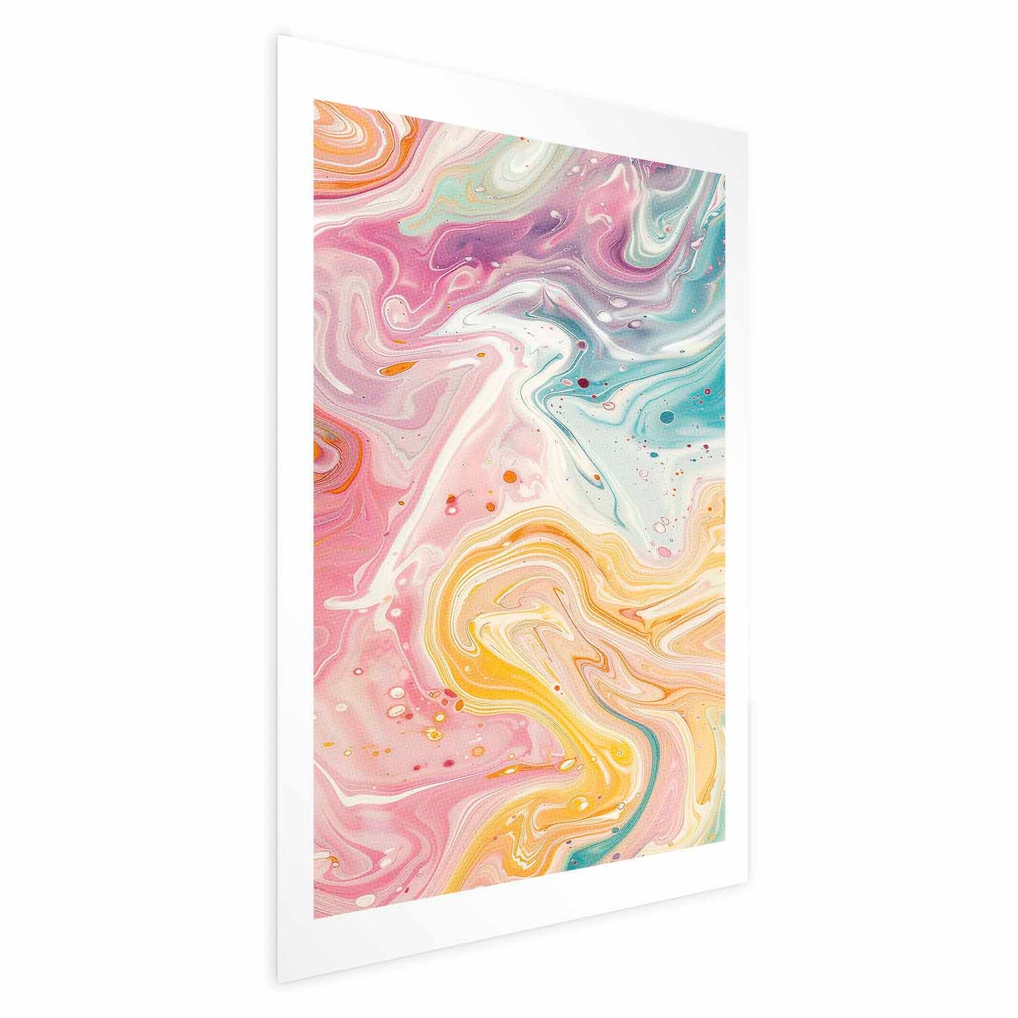 Póster - Caos colorido: formas dinámicas en tonos rosa, amarillo y azul.