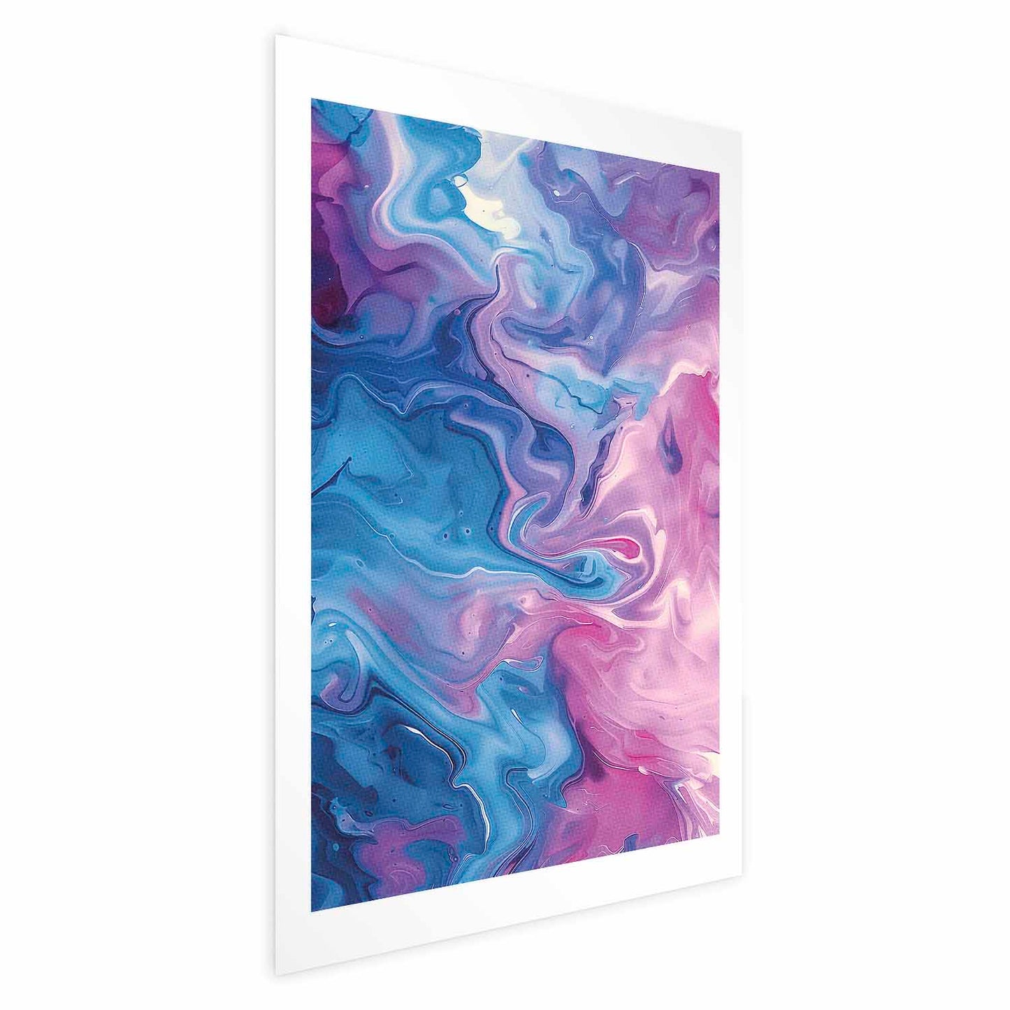 Poster - Night Flows - abstract waves in shades of blue and purple