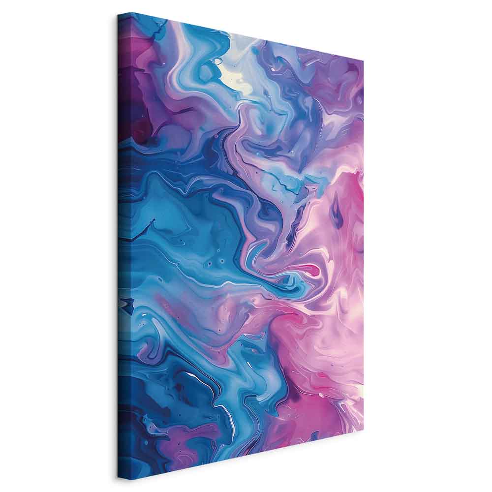 Impresión en lienzo - Flujos nocturnos - Ondas abstractas en tonos azules y violetas