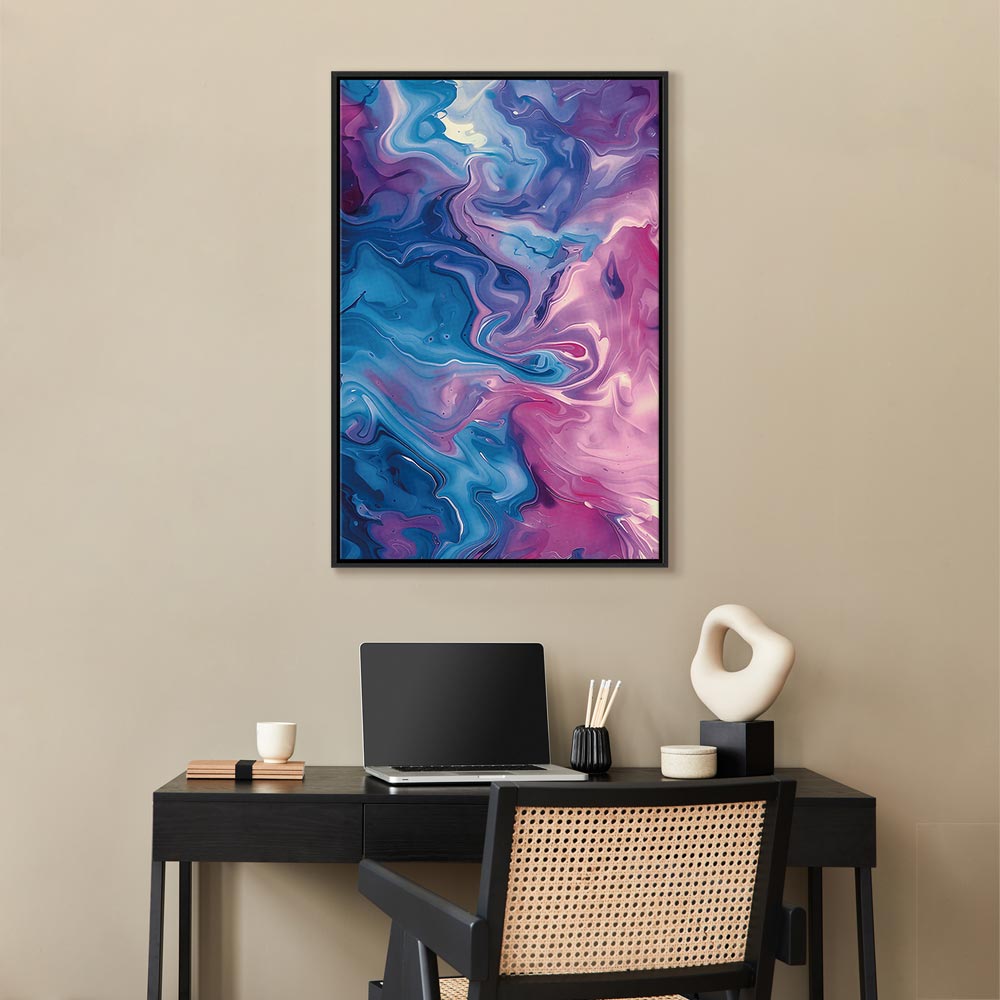 Impresión en lienzo - Flujos nocturnos - Ondas abstractas en tonos azules y violetas