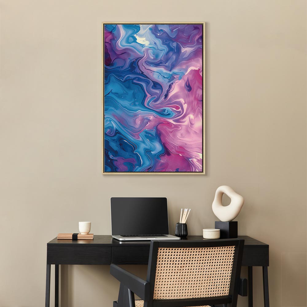 Impresión en lienzo - Flujos nocturnos - Ondas abstractas en tonos azules y violetas