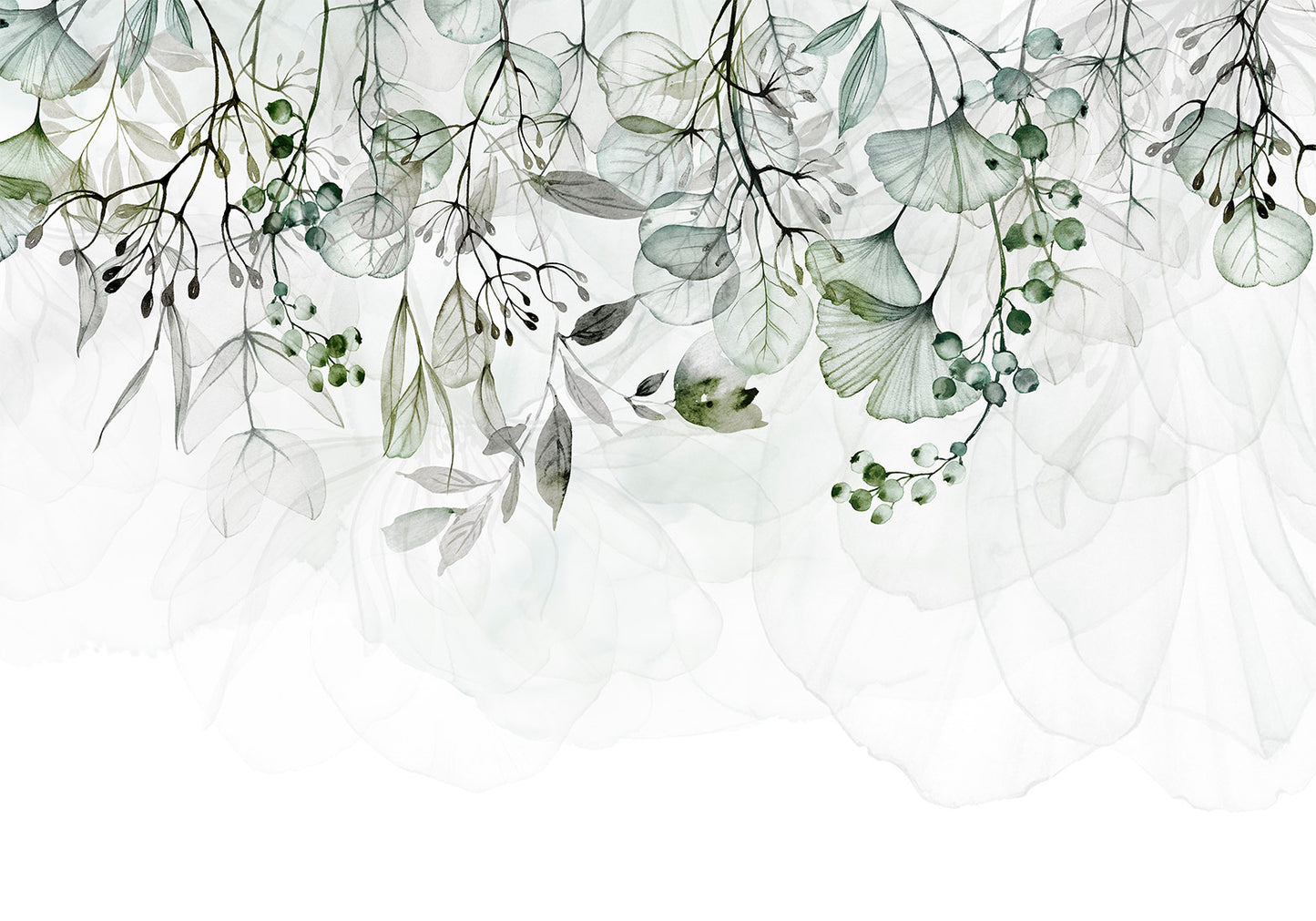 Wall Mural - Foggy Nature - Green