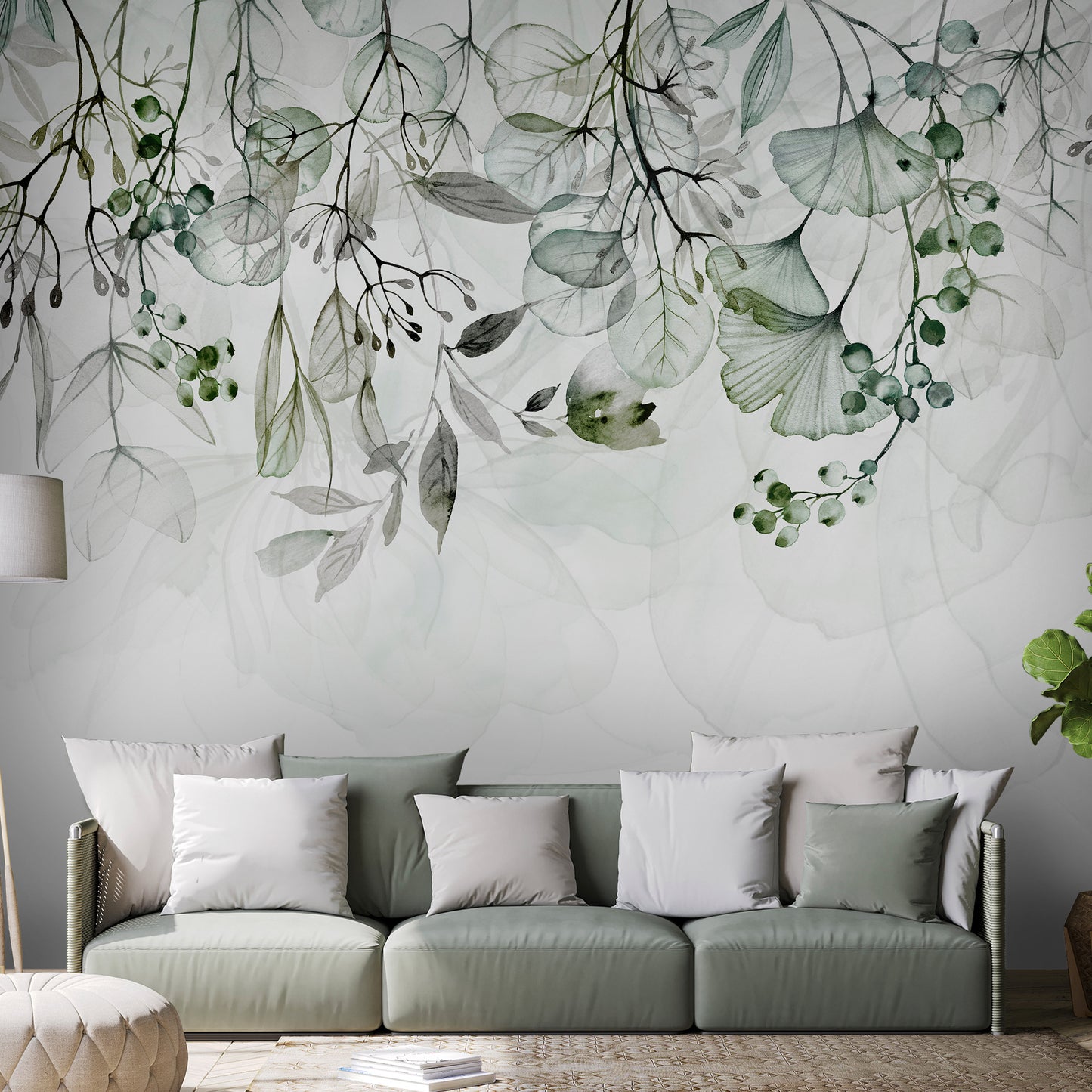 Wall Mural - Foggy Nature - Green