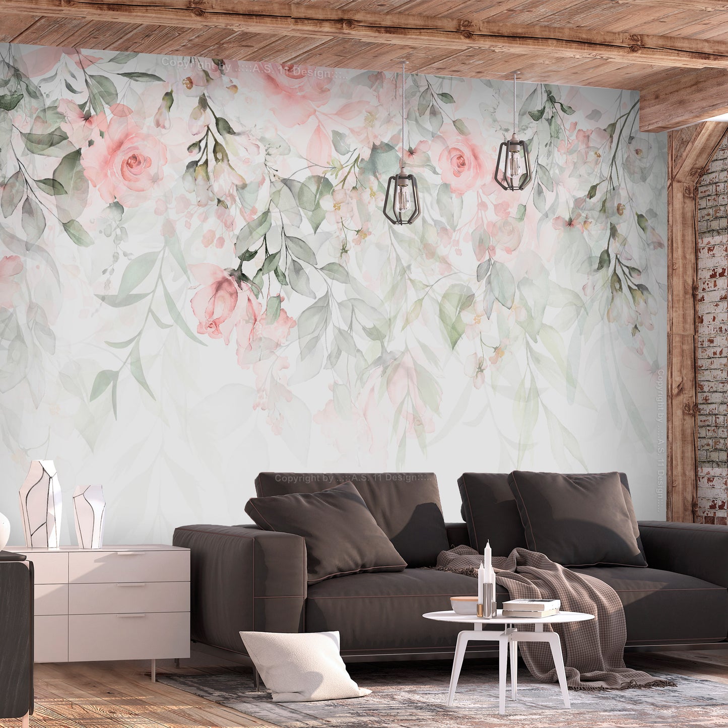 Wall Mural - Waterfall of Roses - First Variant