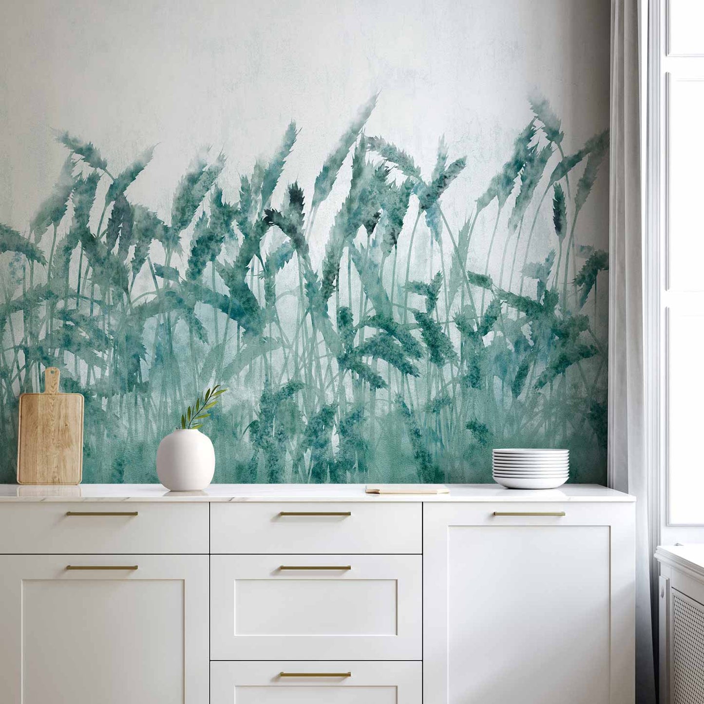Wall Mural - Blue Ears of Wheat
