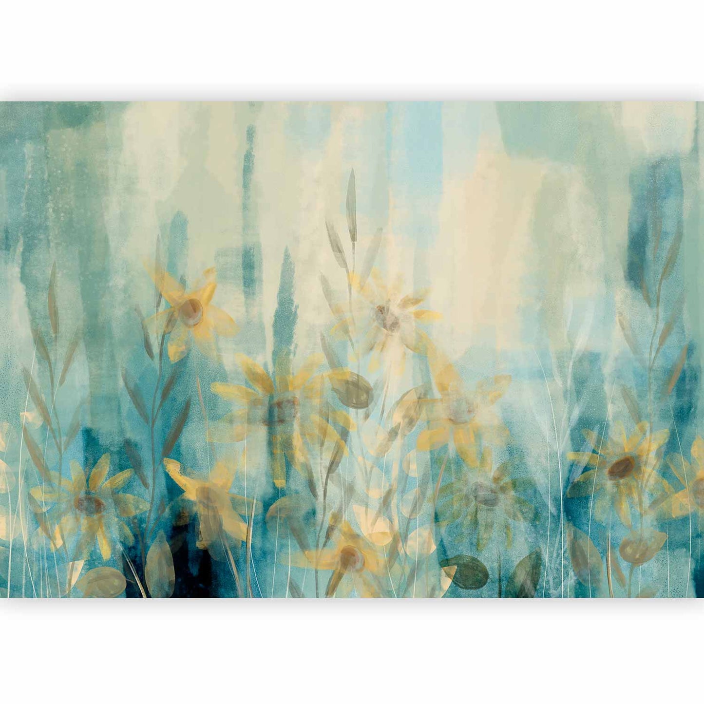 Wall Mural - A touch of summer - floral motif with a meadow of flowers in blue tones
