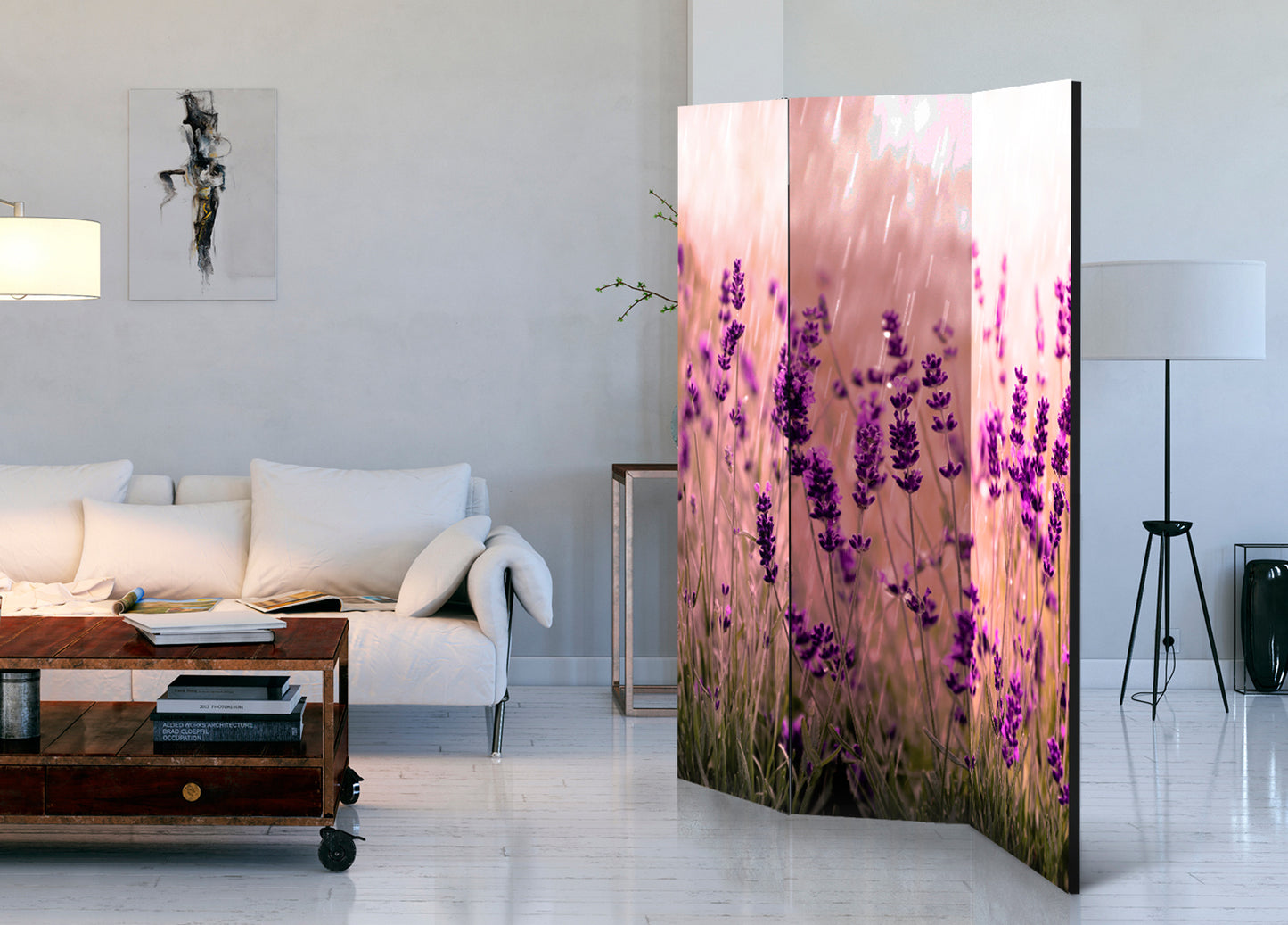 Biombo - Lavanda bajo la lluvia
