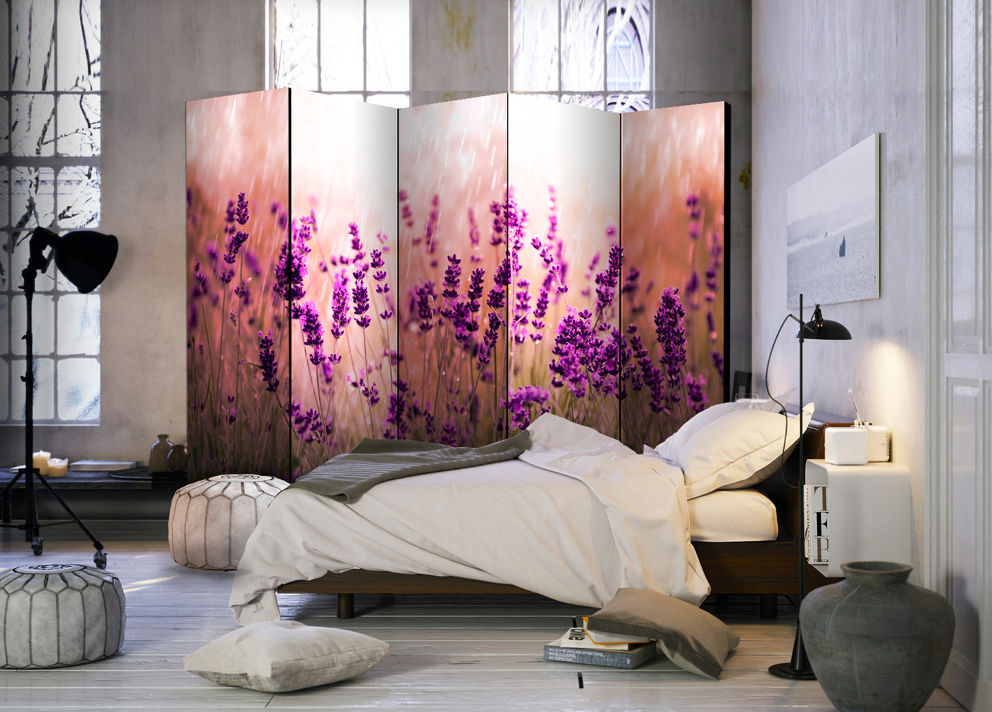 Biombo - Lavanda bajo la lluvia II