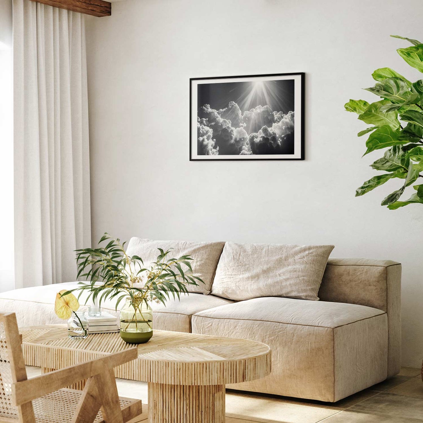Poster - Hope in the Clouds: Inspiring Sun Rays Awaken Emotions