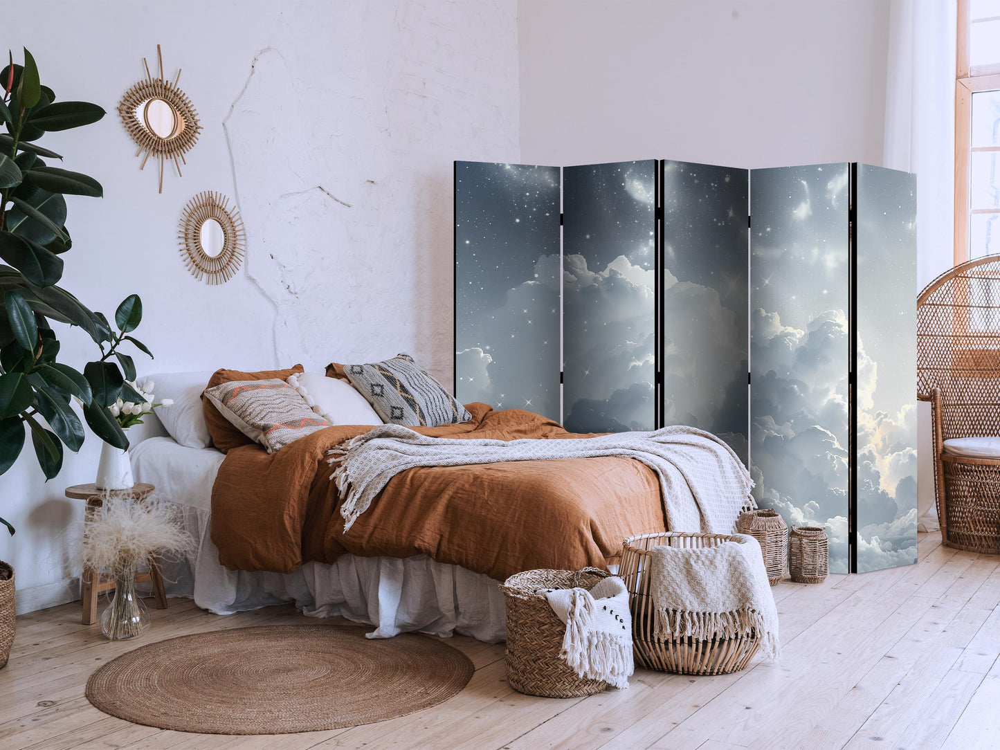 Room Divider - Astral Calm: Stars Scattered Above Gentle Clouds