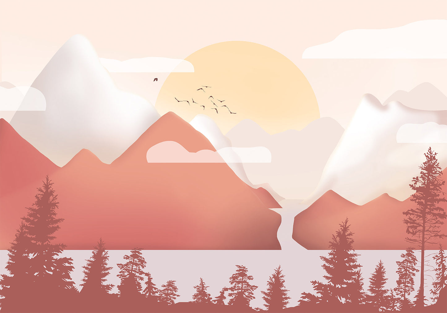 Wall Mural - Landscape at Sunset - First Variant