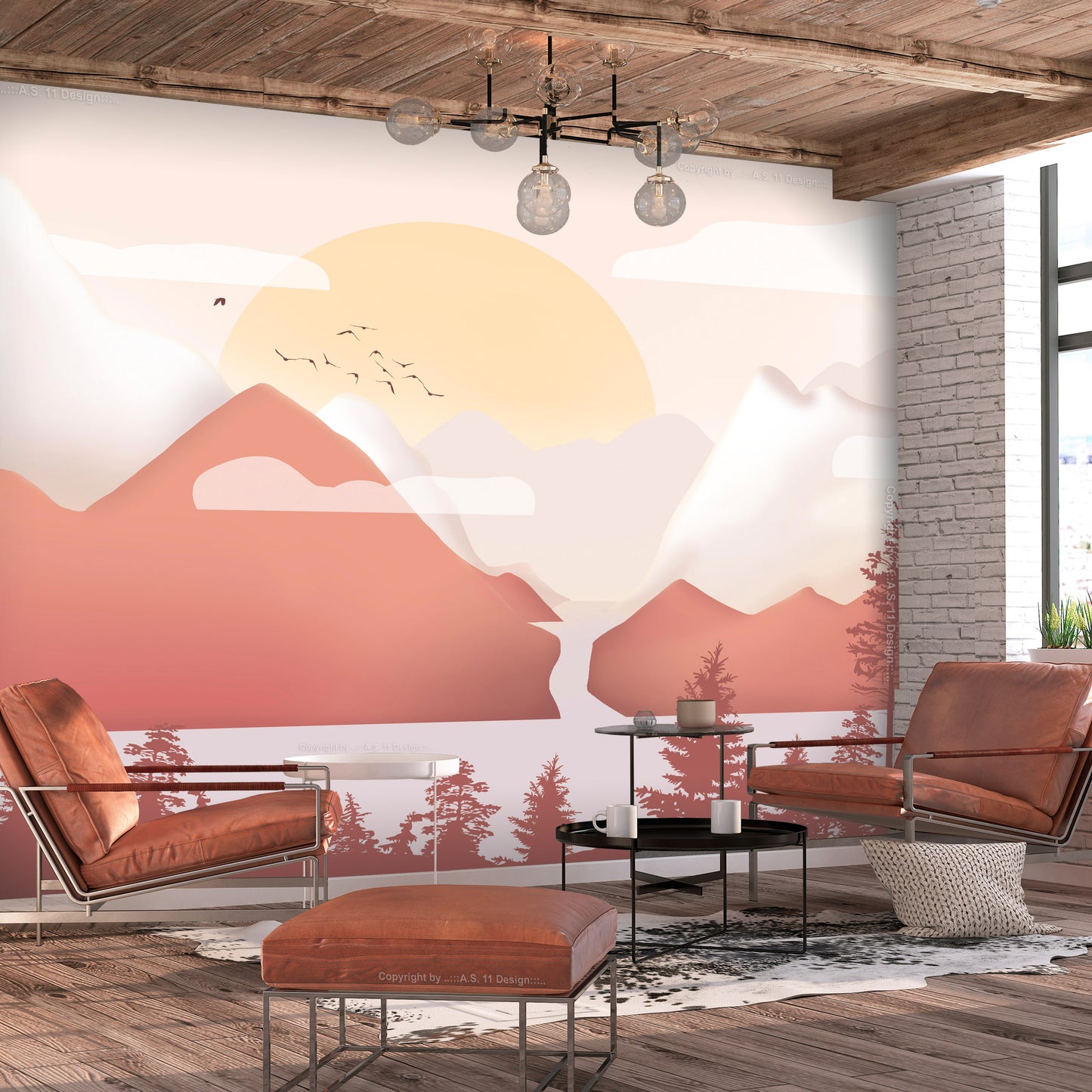 Wall Mural - Landscape at Sunset - First Variant