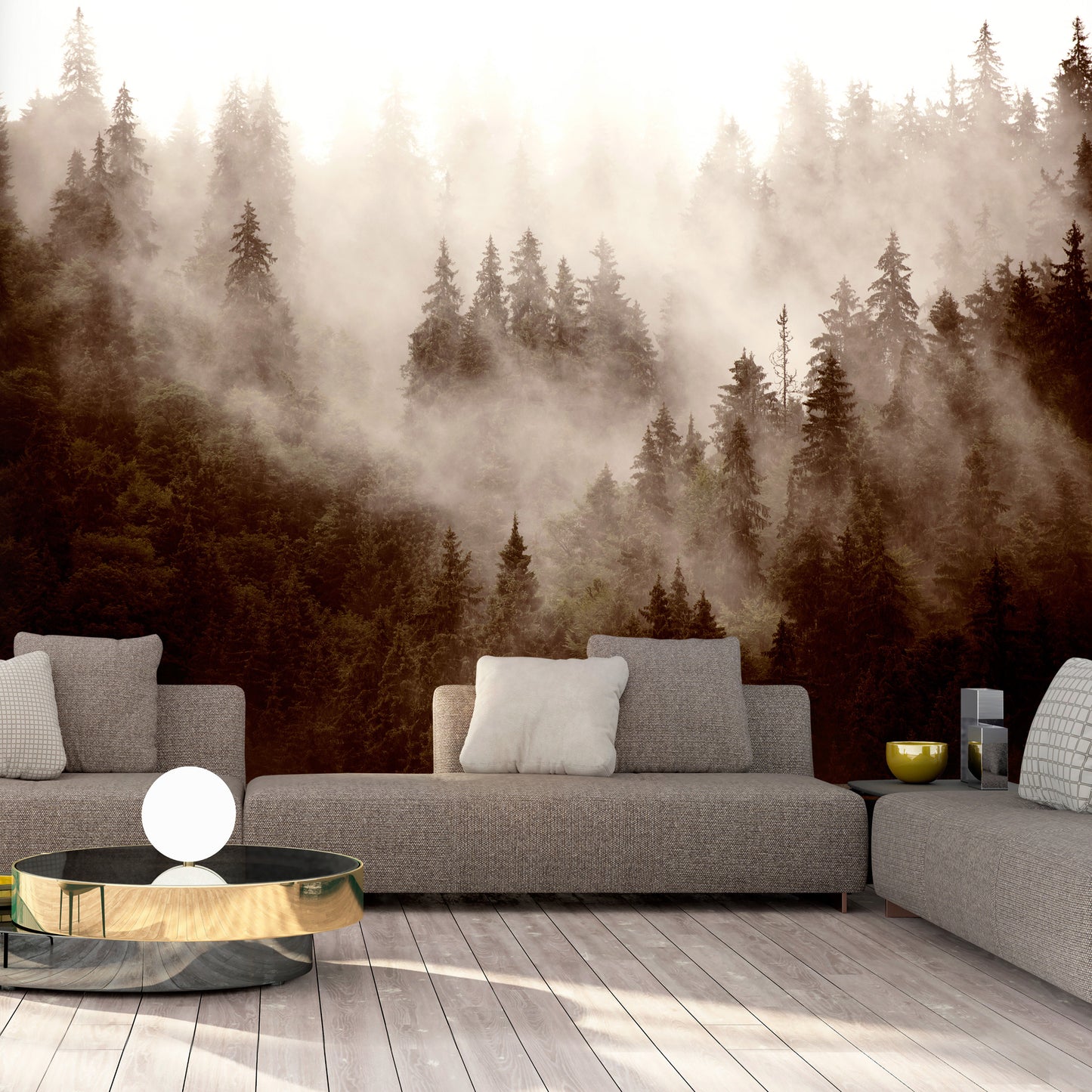 Wall Mural - Mountain Forest (Sepia)