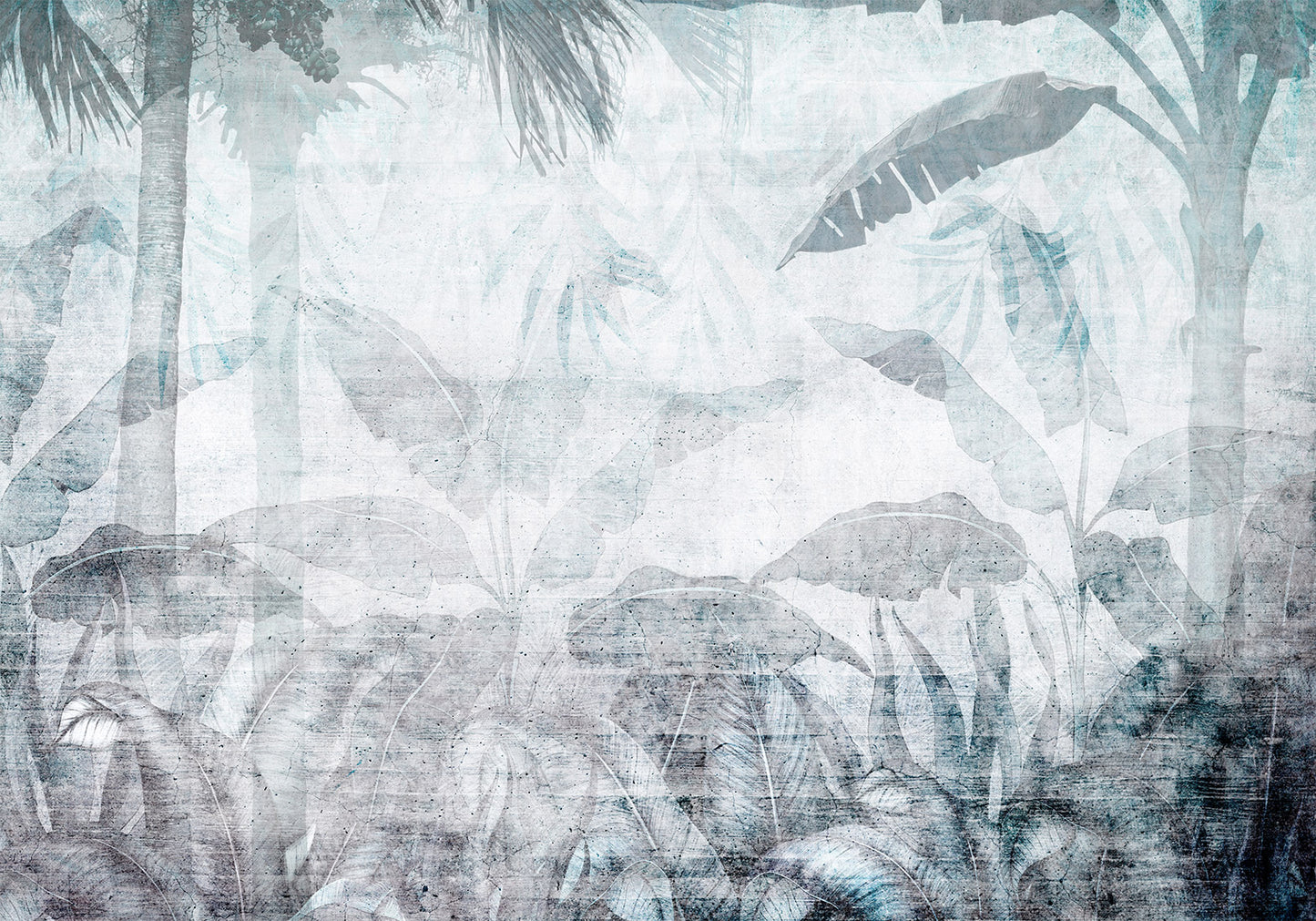 Wall Mural - Vanishing jungle - landscape of exotic nature in blue tones