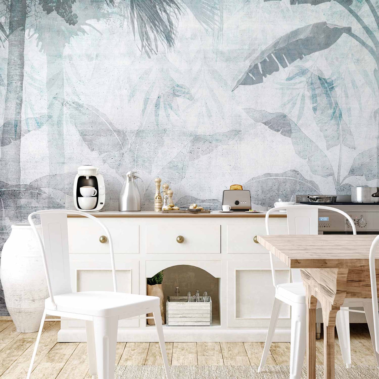 Wall Mural - Vanishing jungle - landscape of exotic nature in blue tones