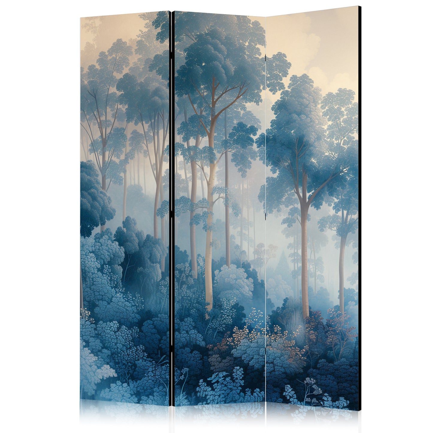 Room Divider - Landscape With Trees in Illustration Style. Fairy Blue Forest