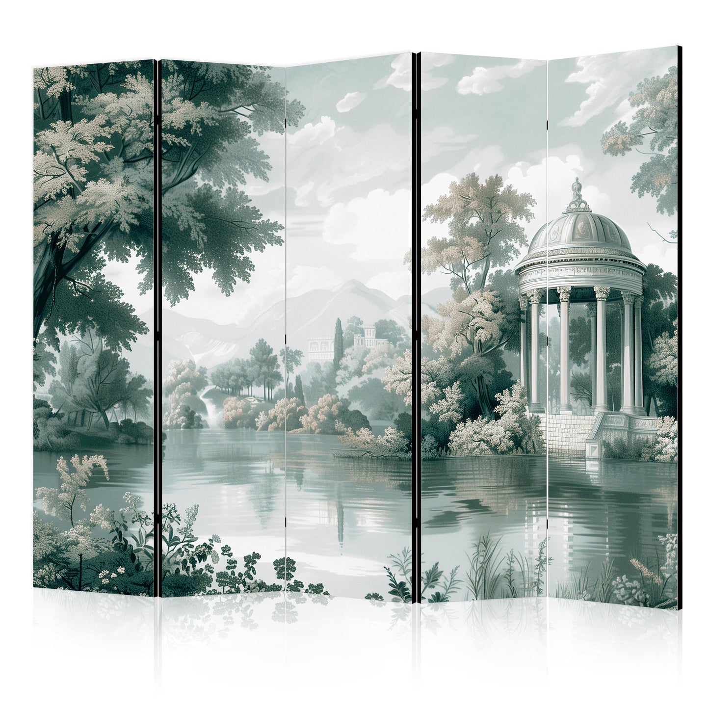 Room Divider - View of the Park and Lake - Retro Vintage Landscape in Greens