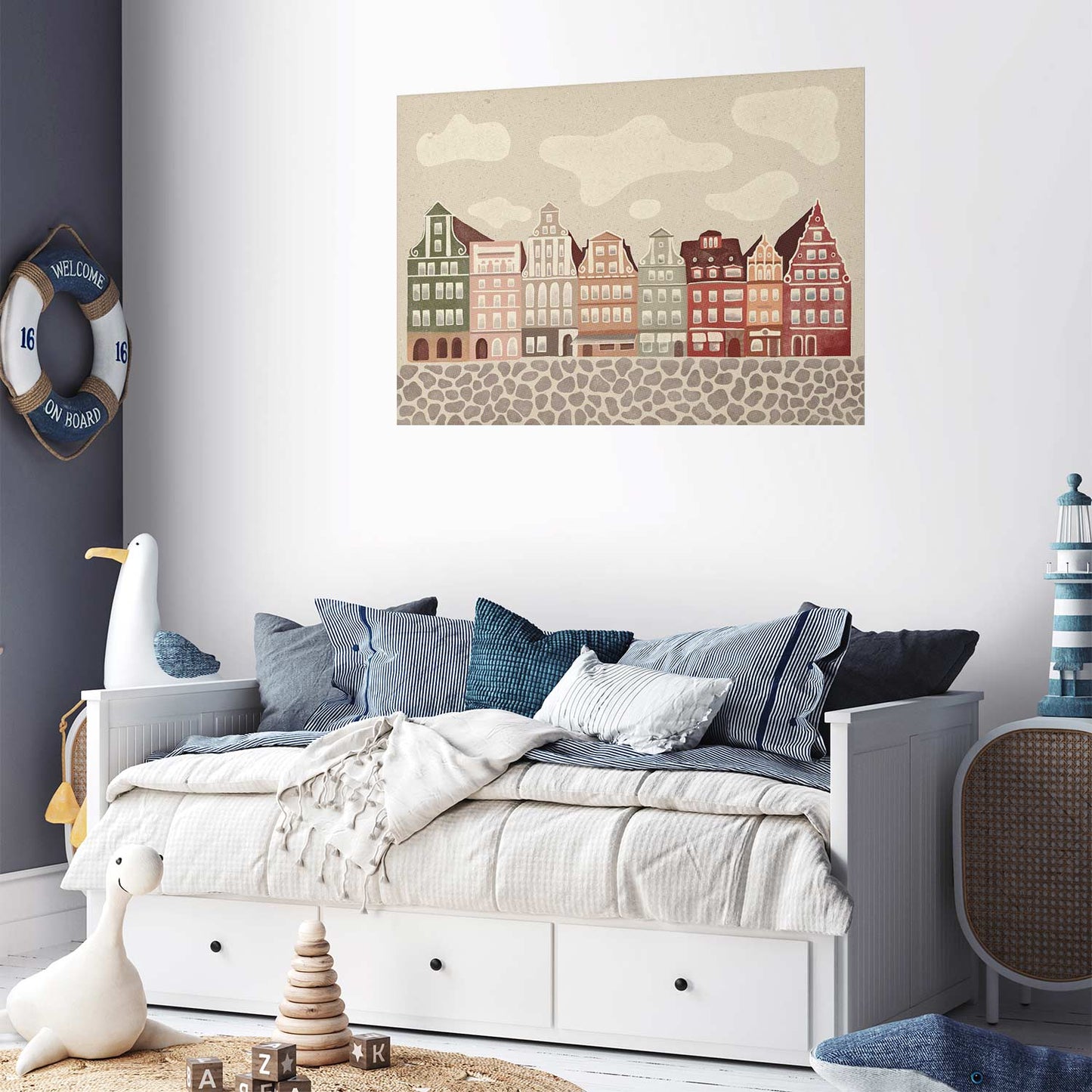 Poster - Colorful Facades - Historic Wroc_aw Tenement Houses Against the Sky and Cobblestone Street