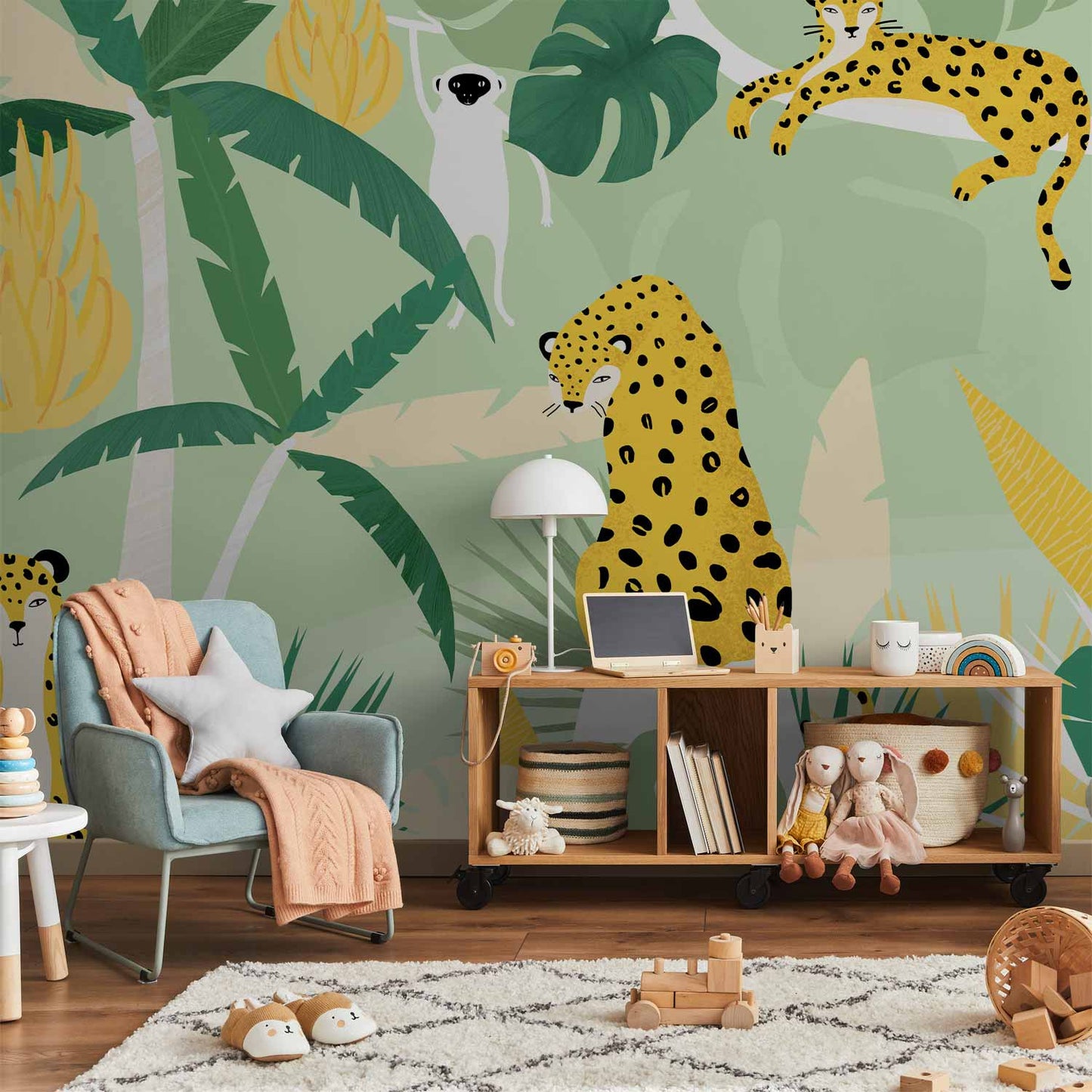 Wall Mural - Cheetahs in the jungle - landscape with animals in the tropics for children