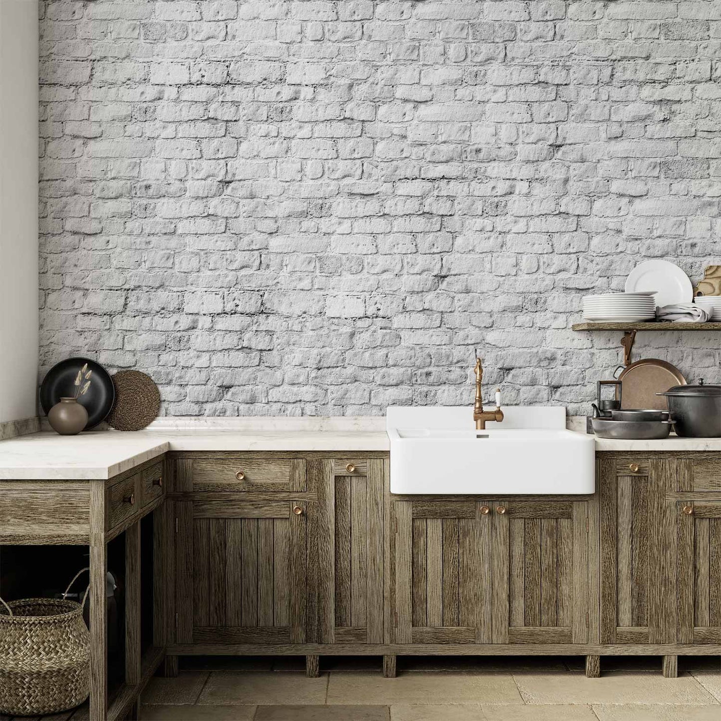 Wall Mural - White brick