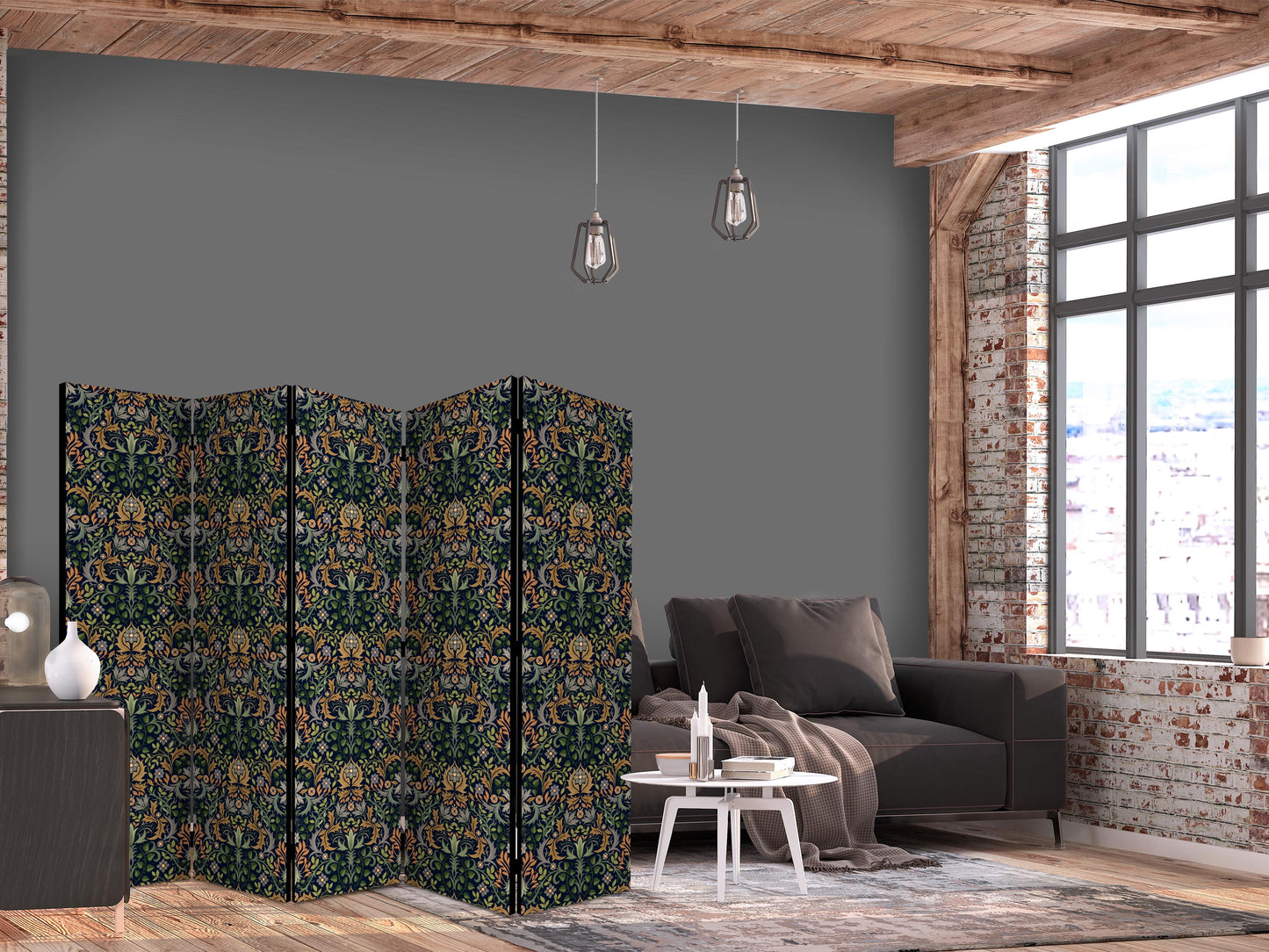 Room Divider - Retro Vintage Intricate and Rich Pattern in Victorian Style.