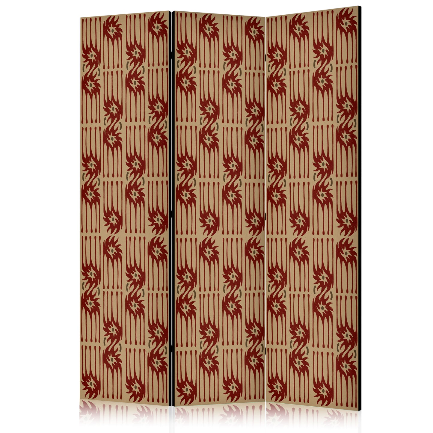 Room Divider - Predatory Features - Red Abstract Shapes Inspired by Tribal
