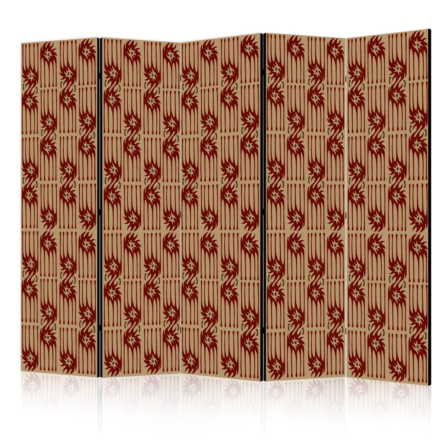 Room Divider - Predatory Features - Red Abstract Shapes Inspired by Tribal
