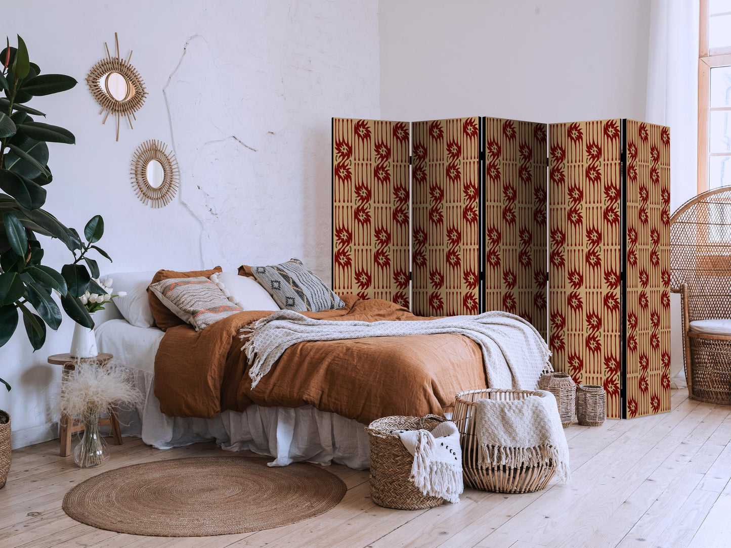 Room Divider - Predatory Features - Red Abstract Shapes Inspired by Tribal