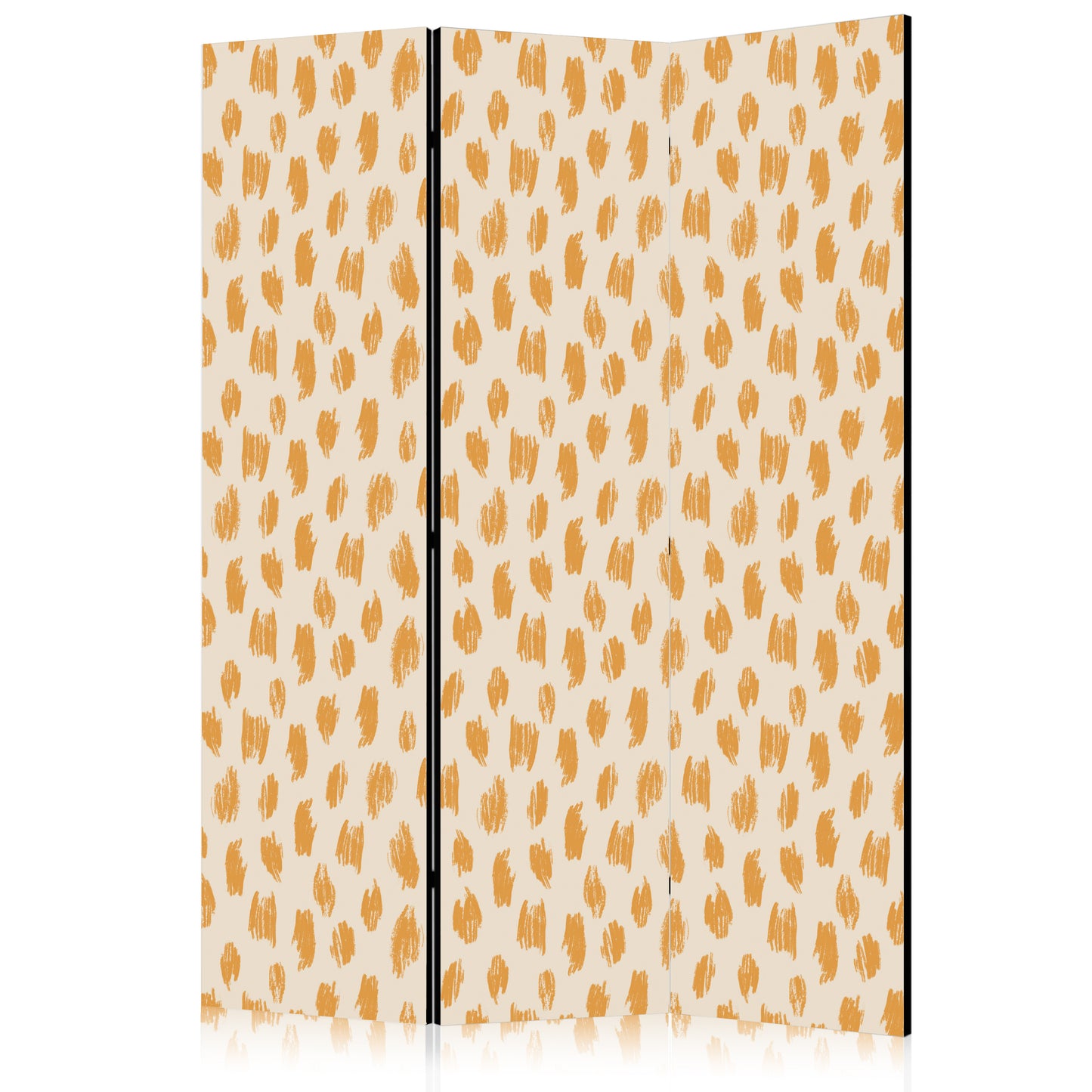 Room Divider - Drawn Pattern in Spots and Dots in Shades of Orange and Ecru