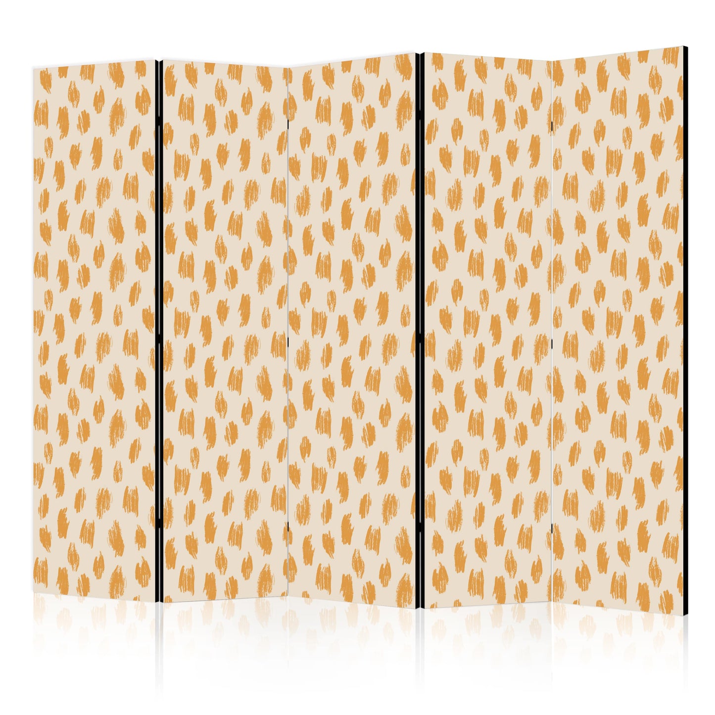Room Divider - Drawn Pattern in Spots and Dots in Shades of Orange and Ecru