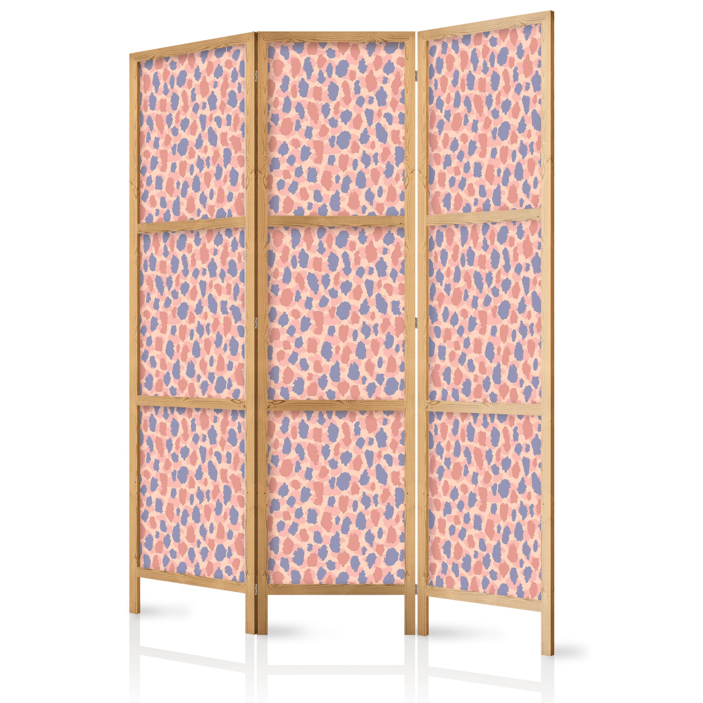 Japanese Room Divider - Giraffe Pattern - Colorful Animal Pattern in Blue-Pink Spots.