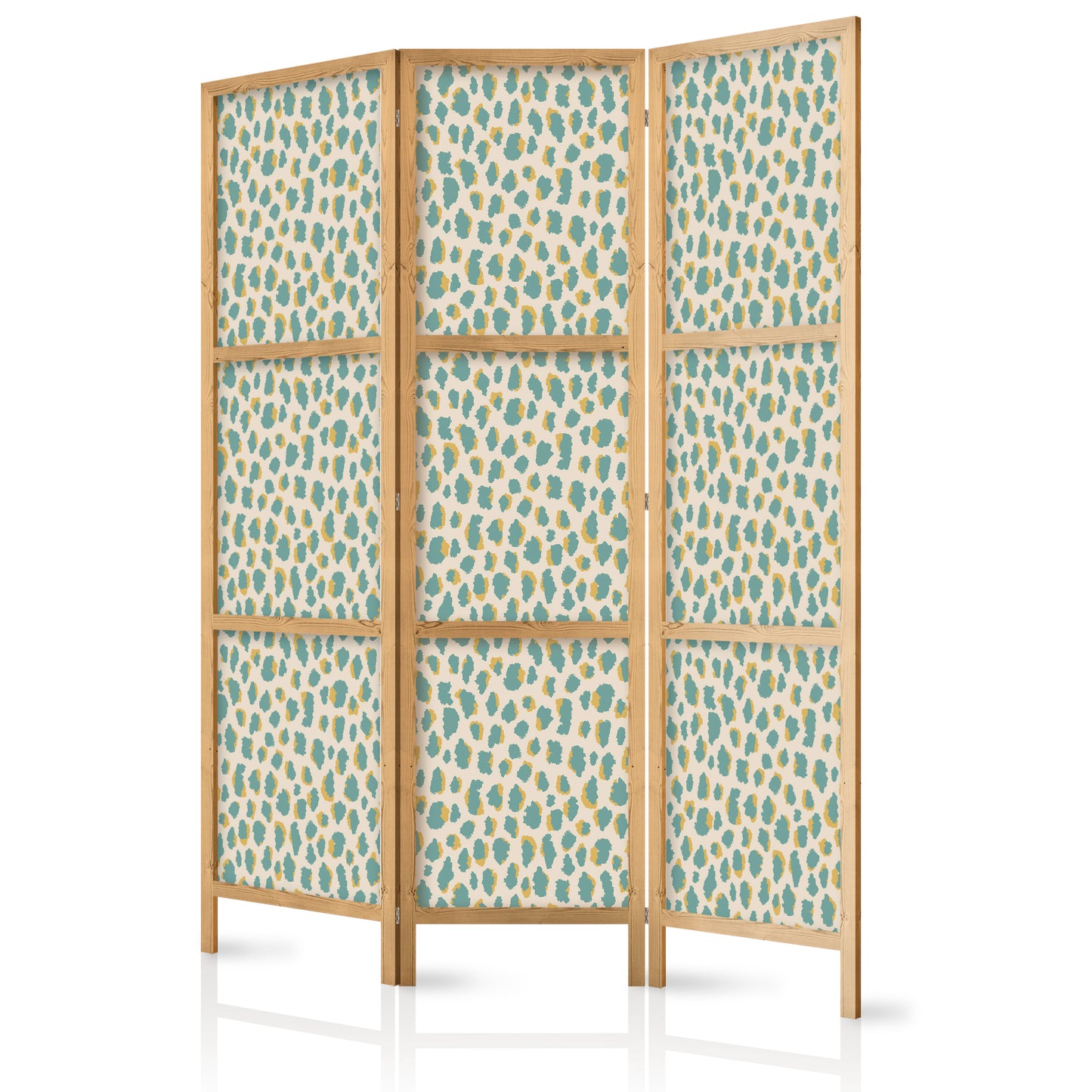 Japanese Room Divider - Giraffe Pattern - Animal Pattern in Turquoise Spots on a Light Background.