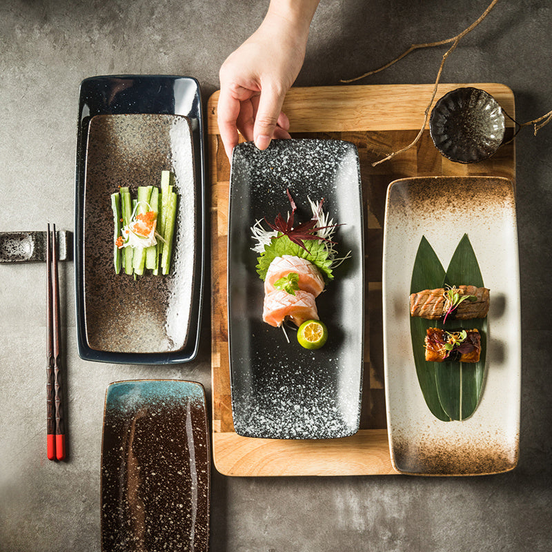 Assiettes en céramique japonaises, plat à sushi, vaisselle, plateau, couverts
