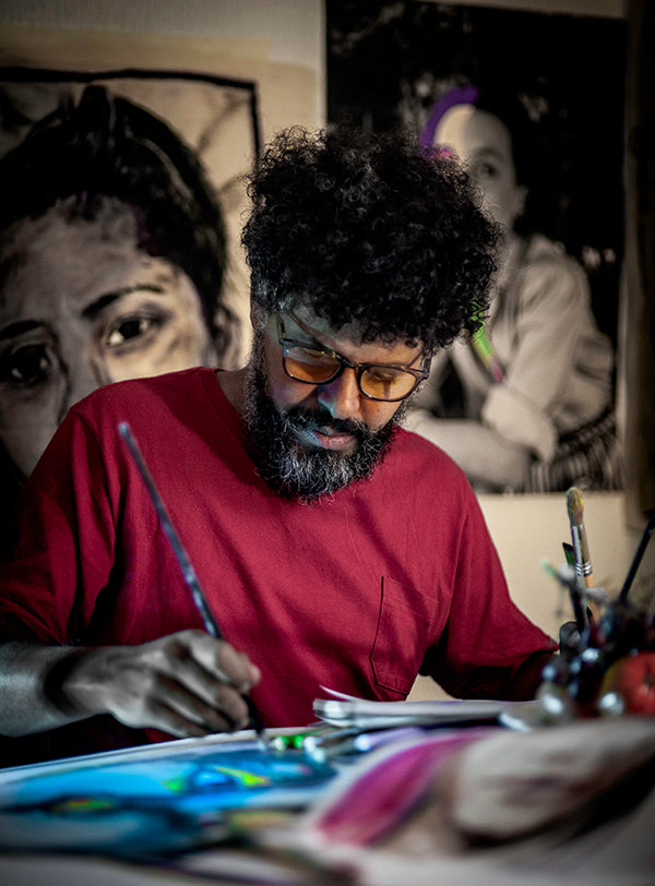Spanish painter in studio