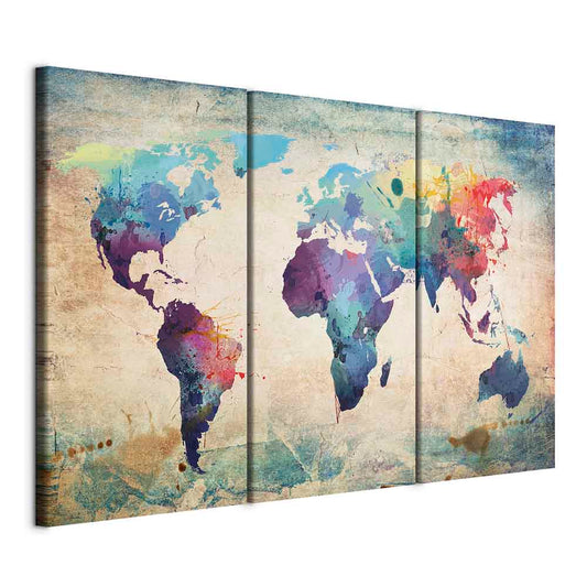 Canvas Print - Rainbow Map (triptych)