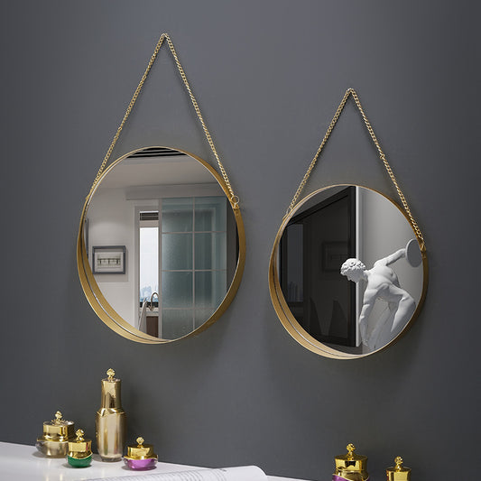 Miroir mural rond en fer forgé de style nordique