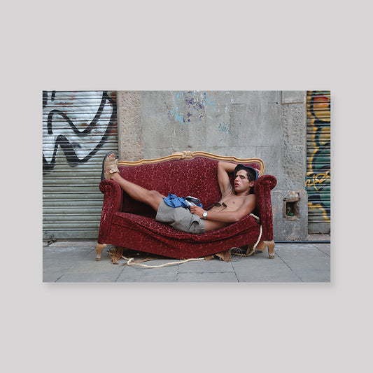 Gothic Quarter. Barcelona. Man taking a nap