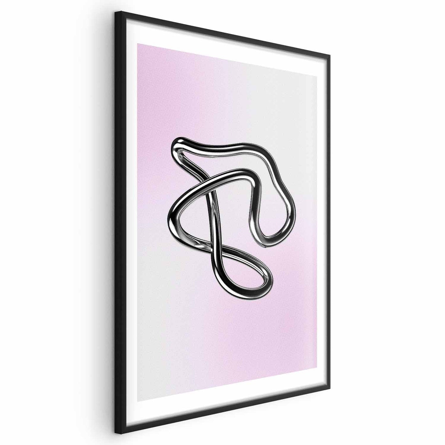 Póster - Silver Intricacies: figura metálica fluida sobre un fondo degradado