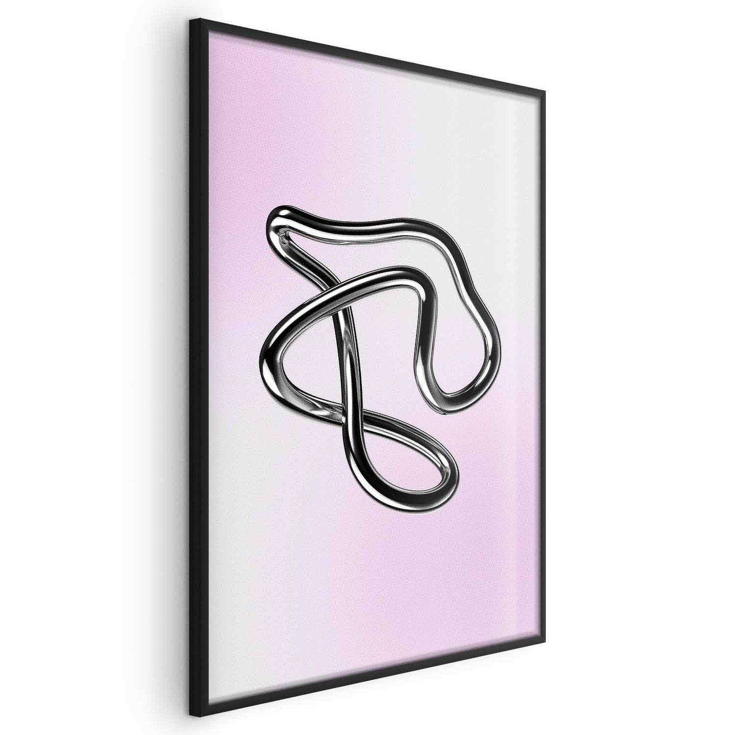 Póster - Silver Intricacies: figura metálica fluida sobre un fondo degradado