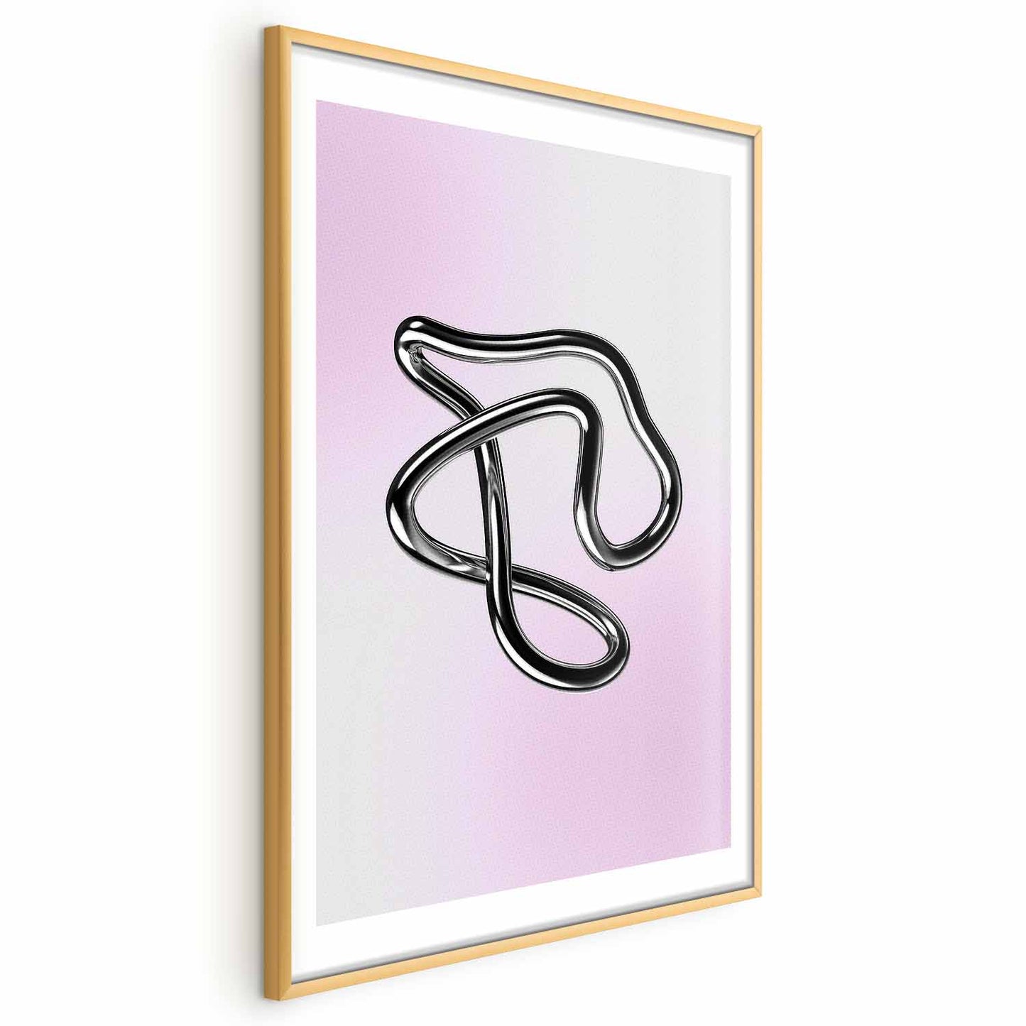 Póster - Silver Intricacies: figura metálica fluida sobre un fondo degradado