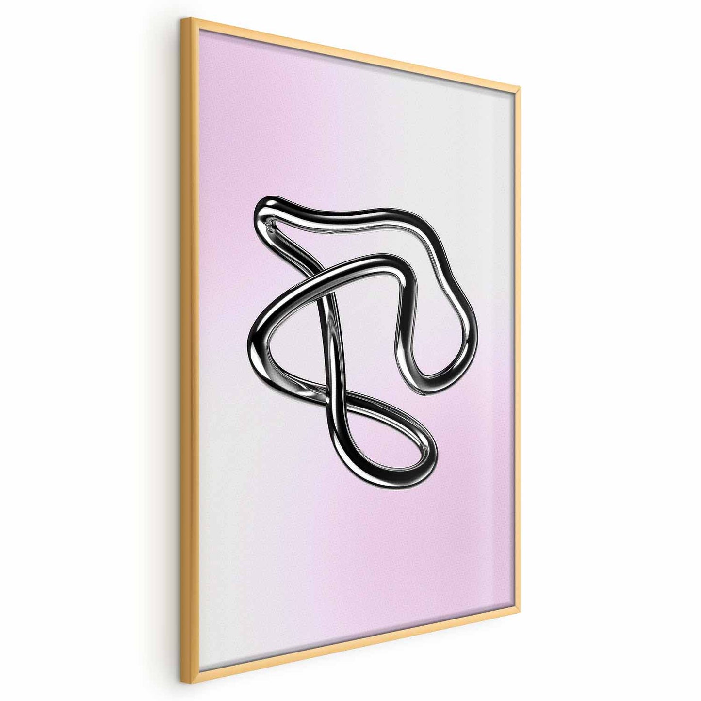 Póster - Silver Intricacies: figura metálica fluida sobre un fondo degradado