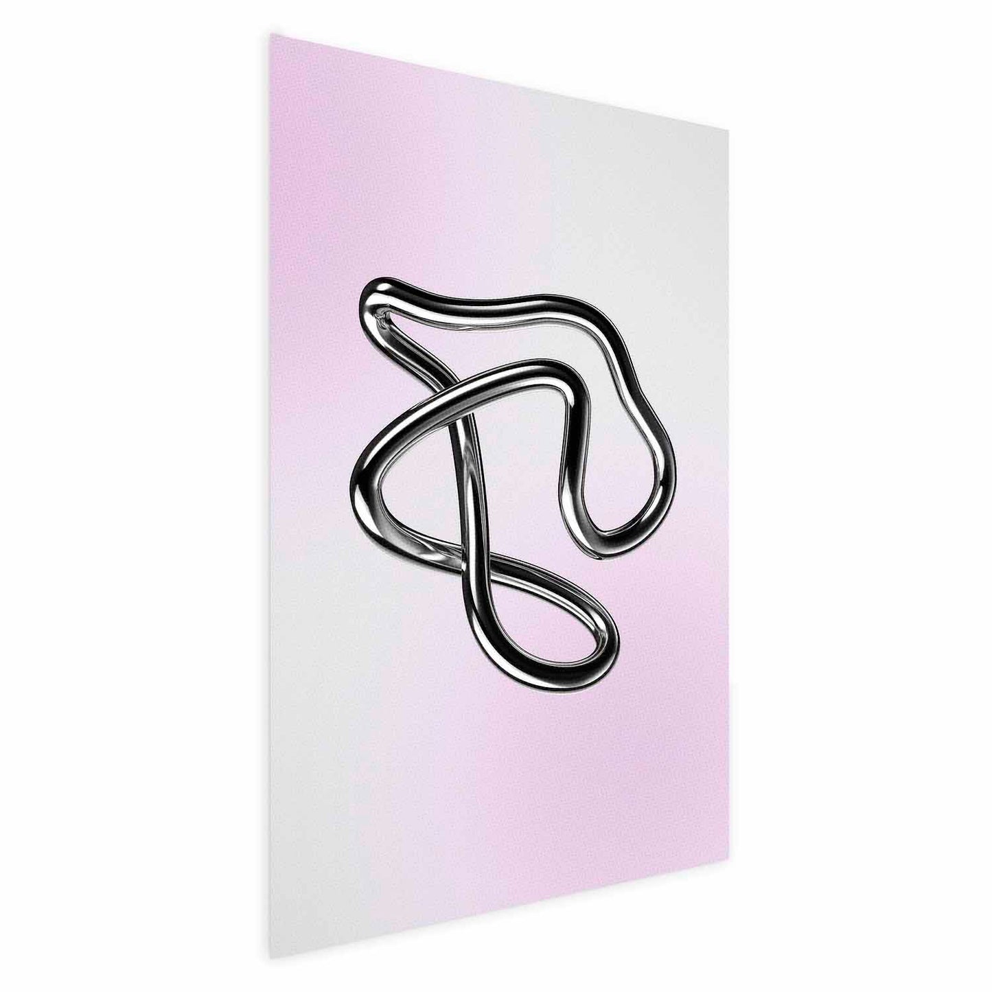 Póster - Silver Intricacies: figura metálica fluida sobre un fondo degradado